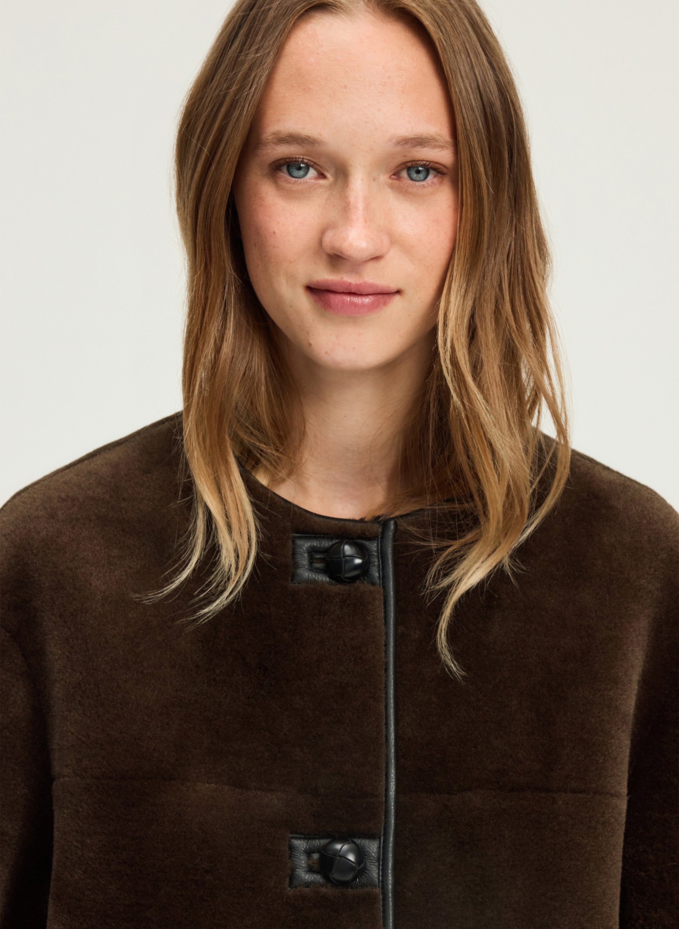 Oversized round neck jacket PABLO Khaki