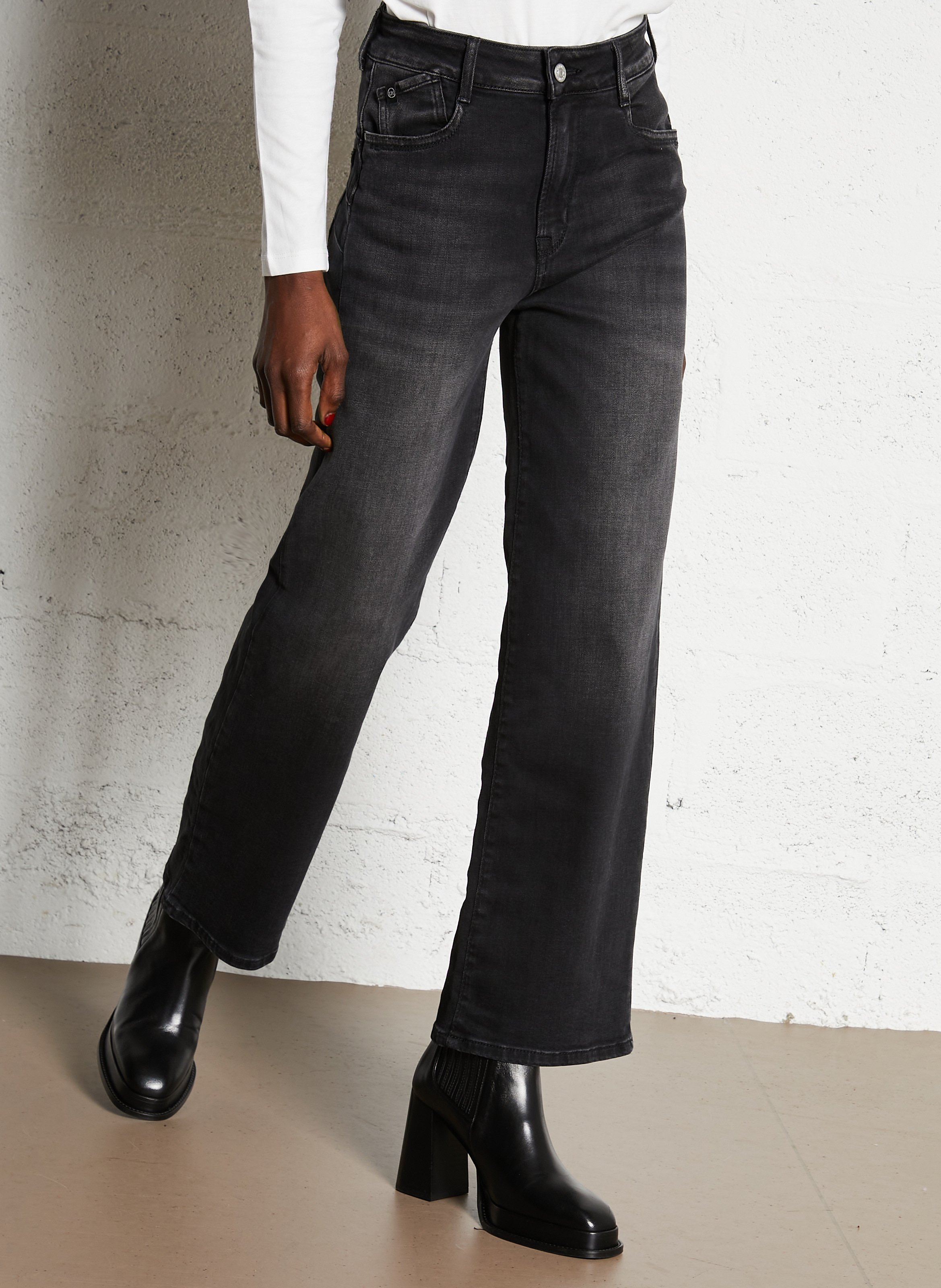 Jean large en coton mélangé LE TEMPS DES CERISES Noir