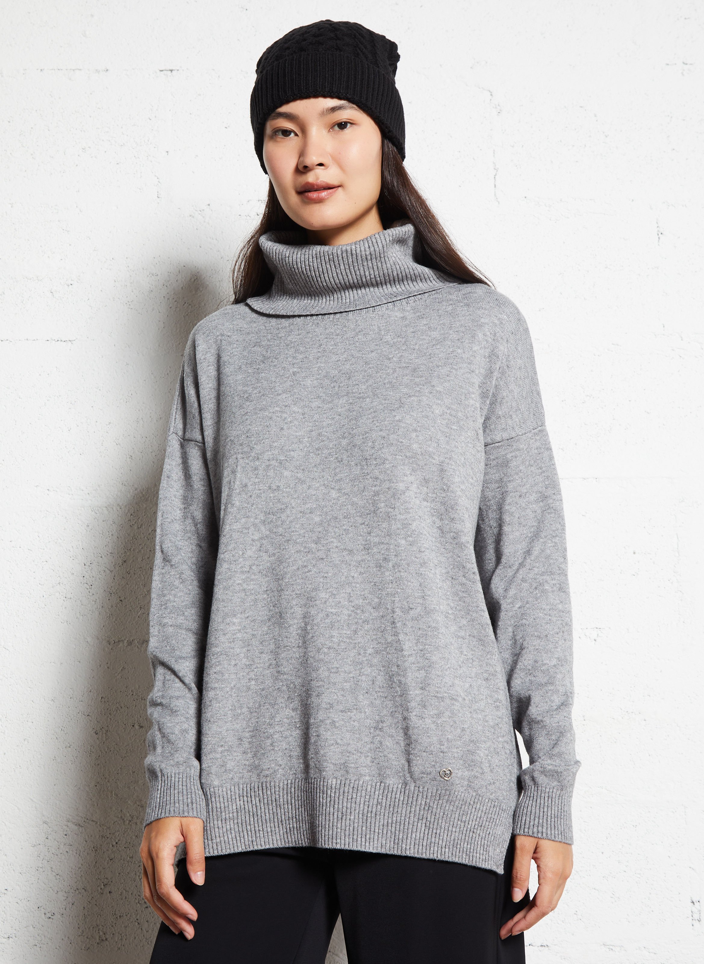 Pull droit col roulé chiné  PLEASE