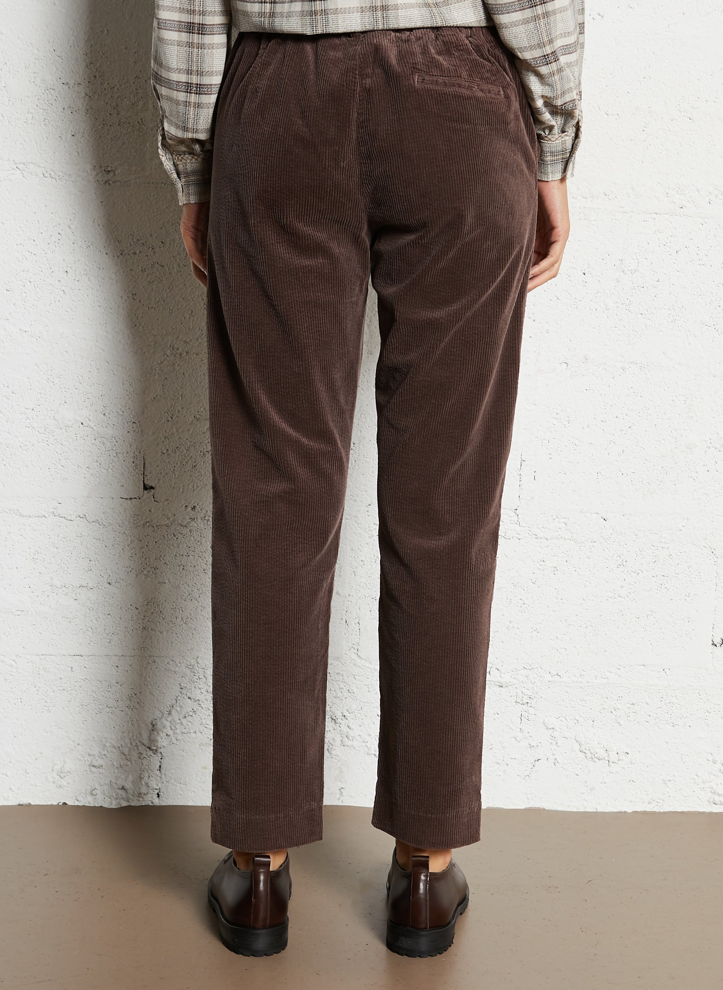 Pantalon droit en velours côtelé HOD PARIS Marron