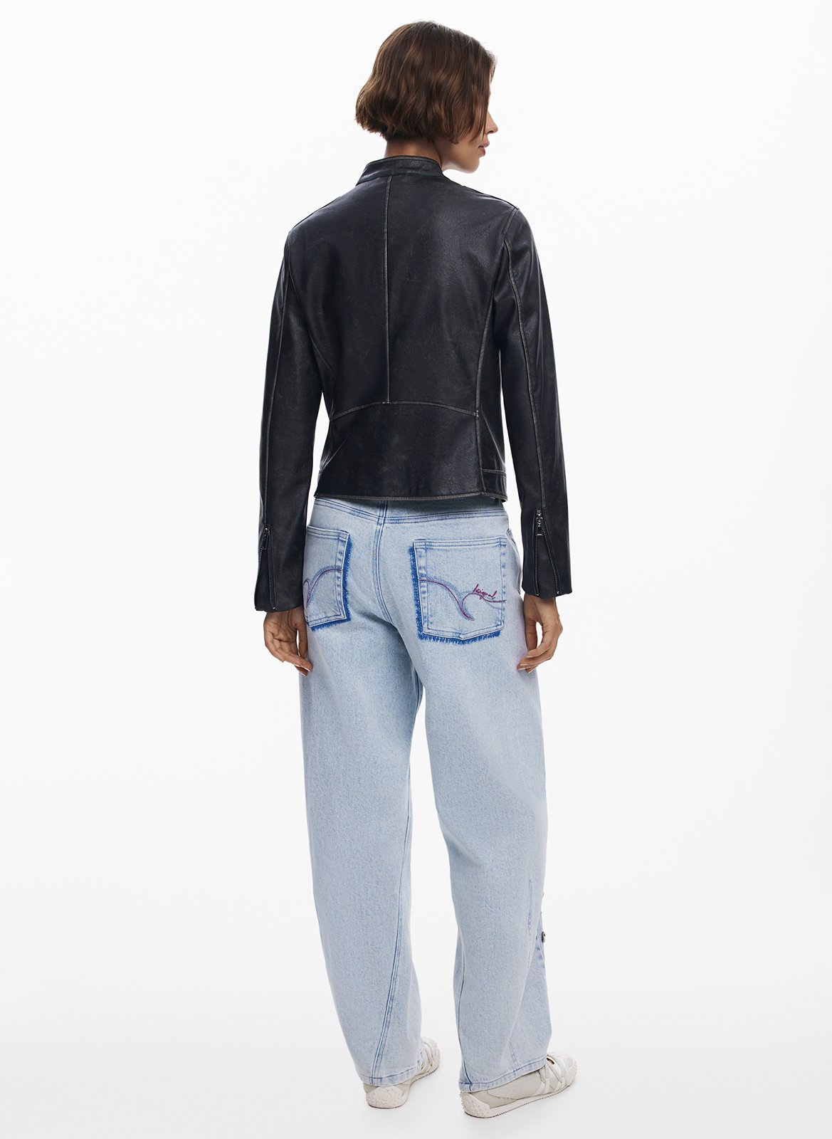 Veste droite zippée effet cuir DESIGUAL Noir