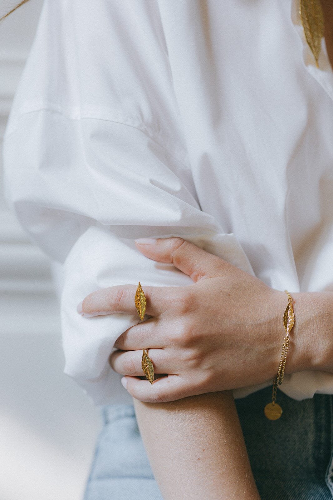 HÉRA - Fine gold-plated leaf ring MONSIEUR SIMONE Silver