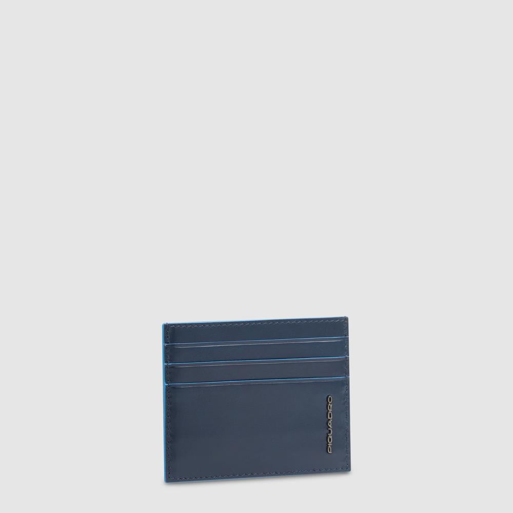 Men's slim leather credit card holder with RFID protection PIQUADRO Blue