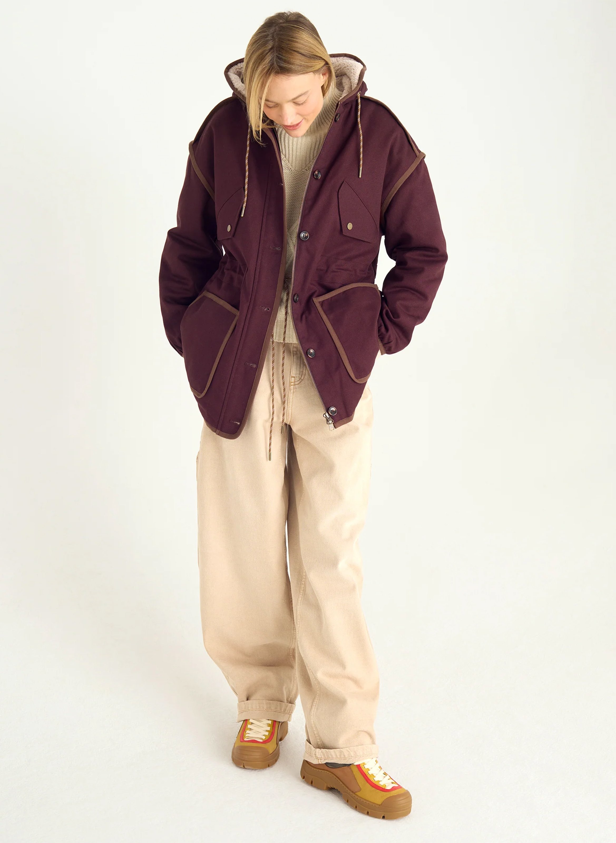 Oversize Rundhalsausschnitt Parka aus Baumwolle ACOTE Violett