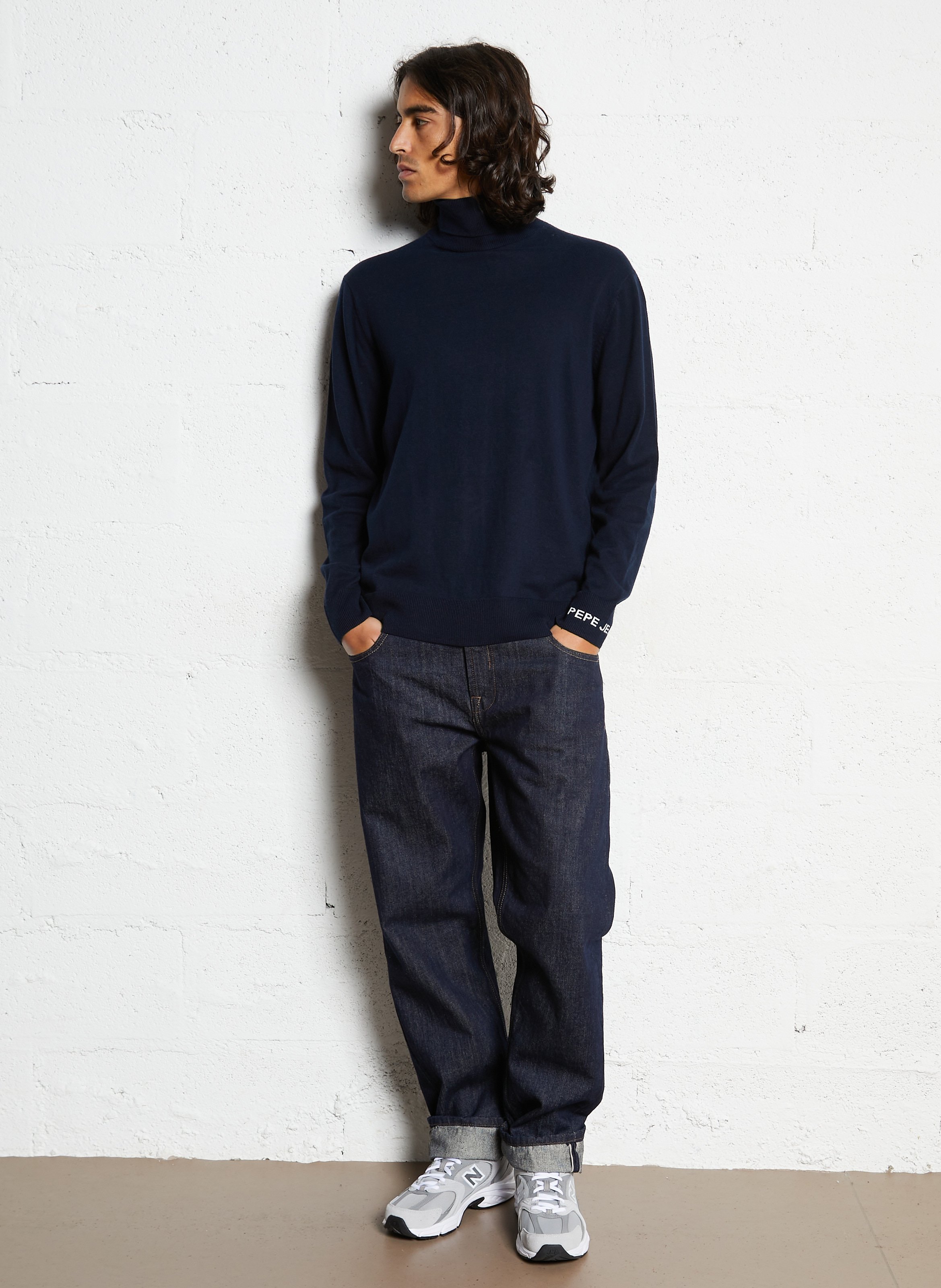 Pull col roulé en coton mélangé PEPE JEANS Bleu