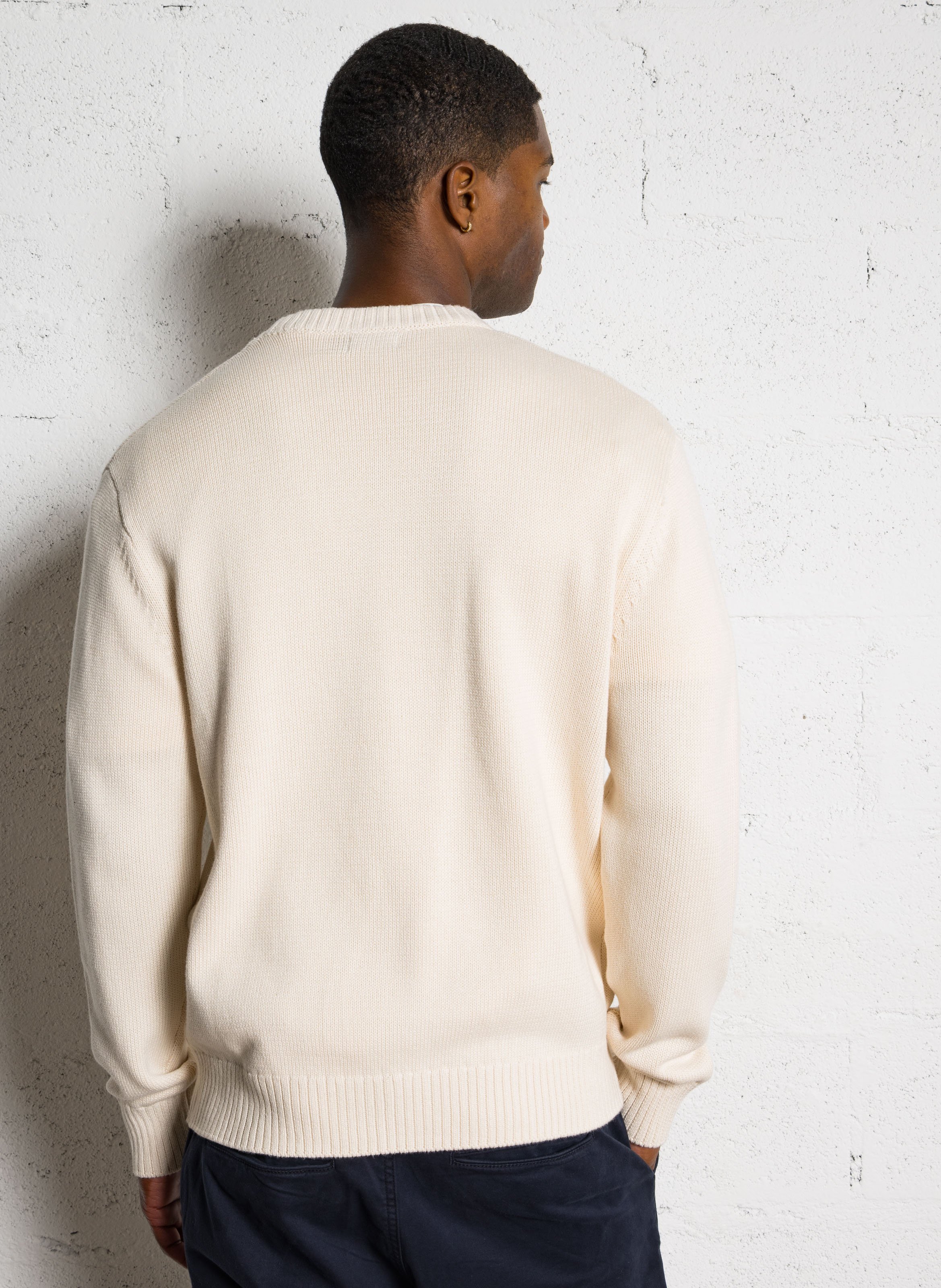 Pull ample col rond jacquard en coton NAPAPIJRI Beige