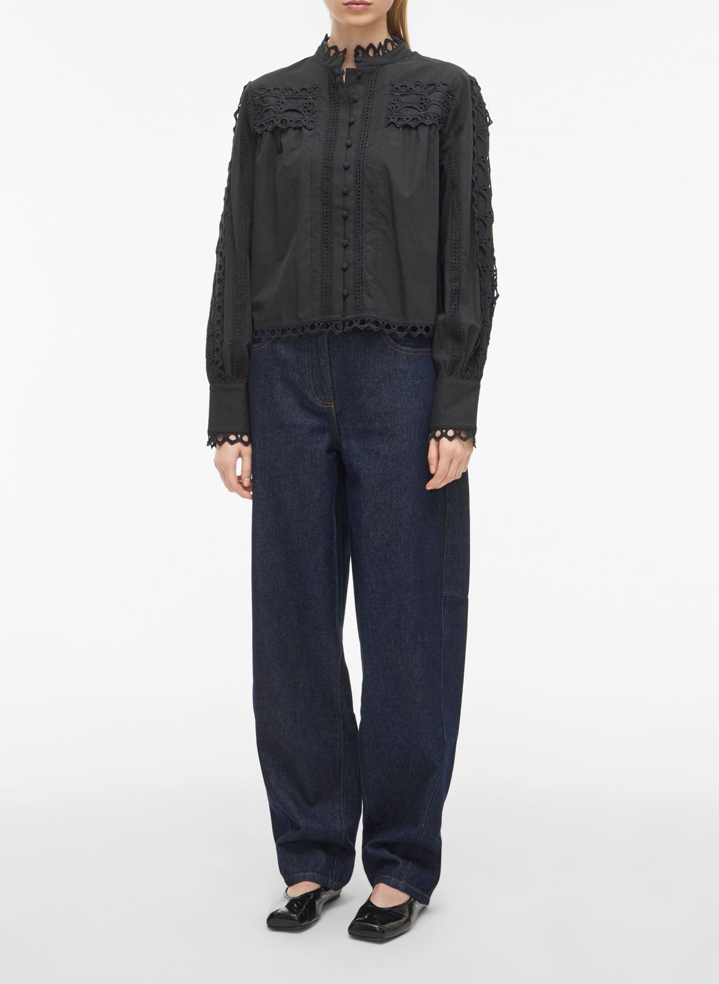 Shirt with high collar in organic cotton ROUGE EDIT Grey