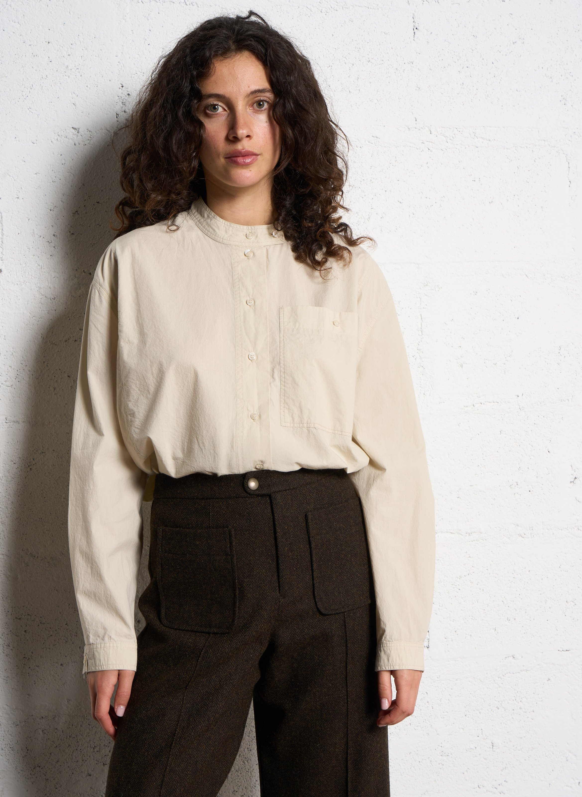 Bluse aus Bio-Baumwolle mit Rundhalsausschnitt SOEUR Beige