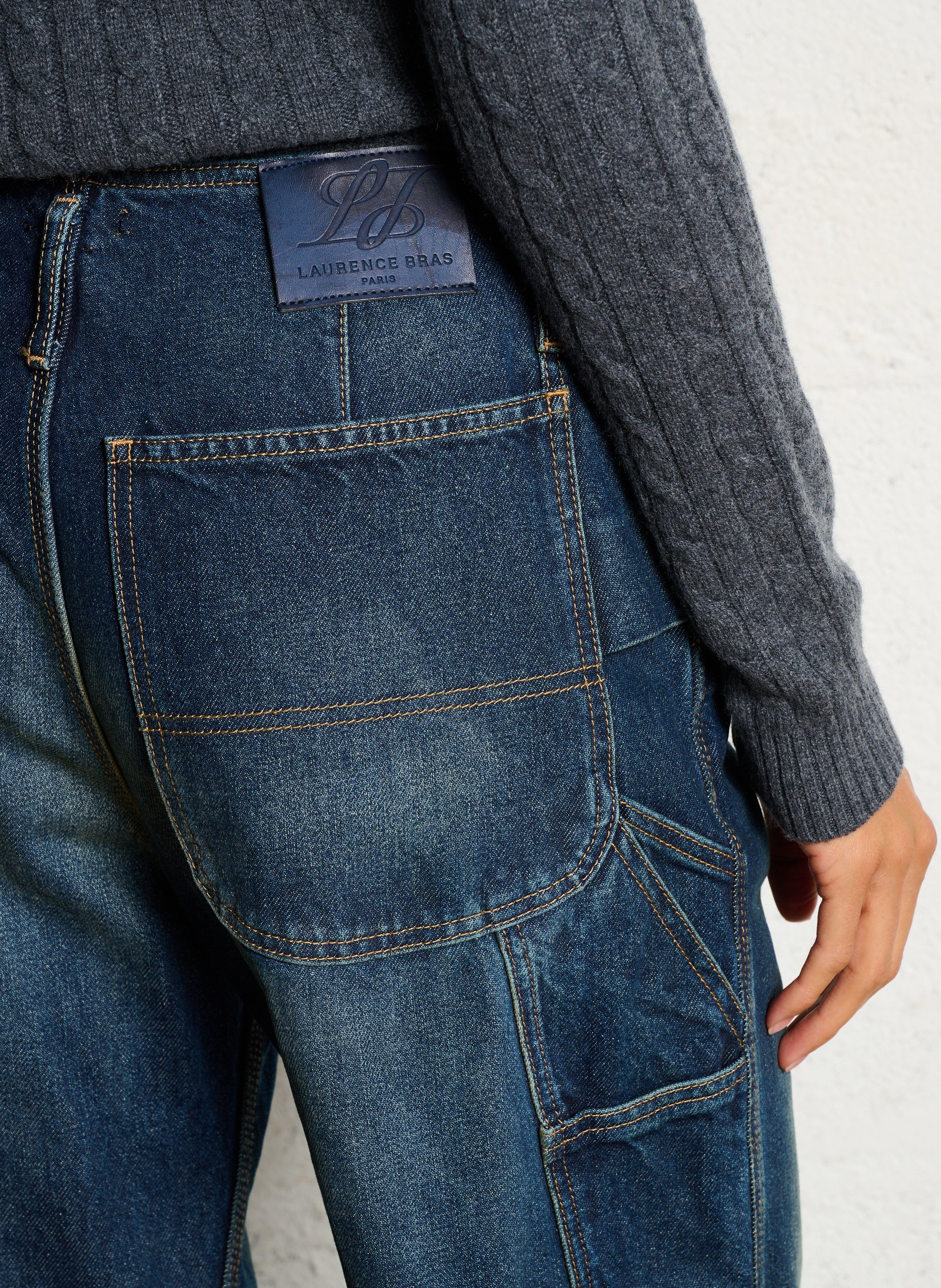 Jean droit en coton LAURENCE BRAS Bleu