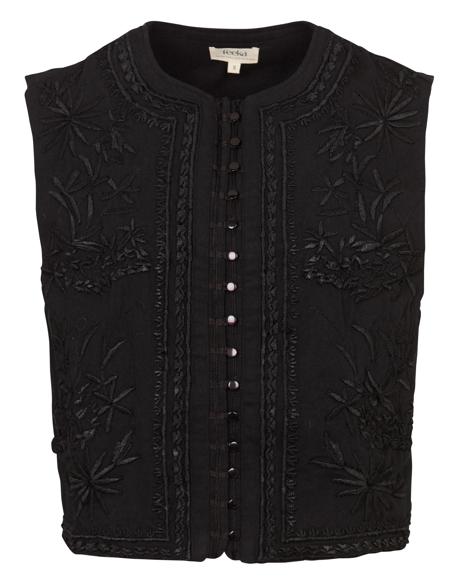 Mouwloos recht katoenen vest FEEKA Zwart