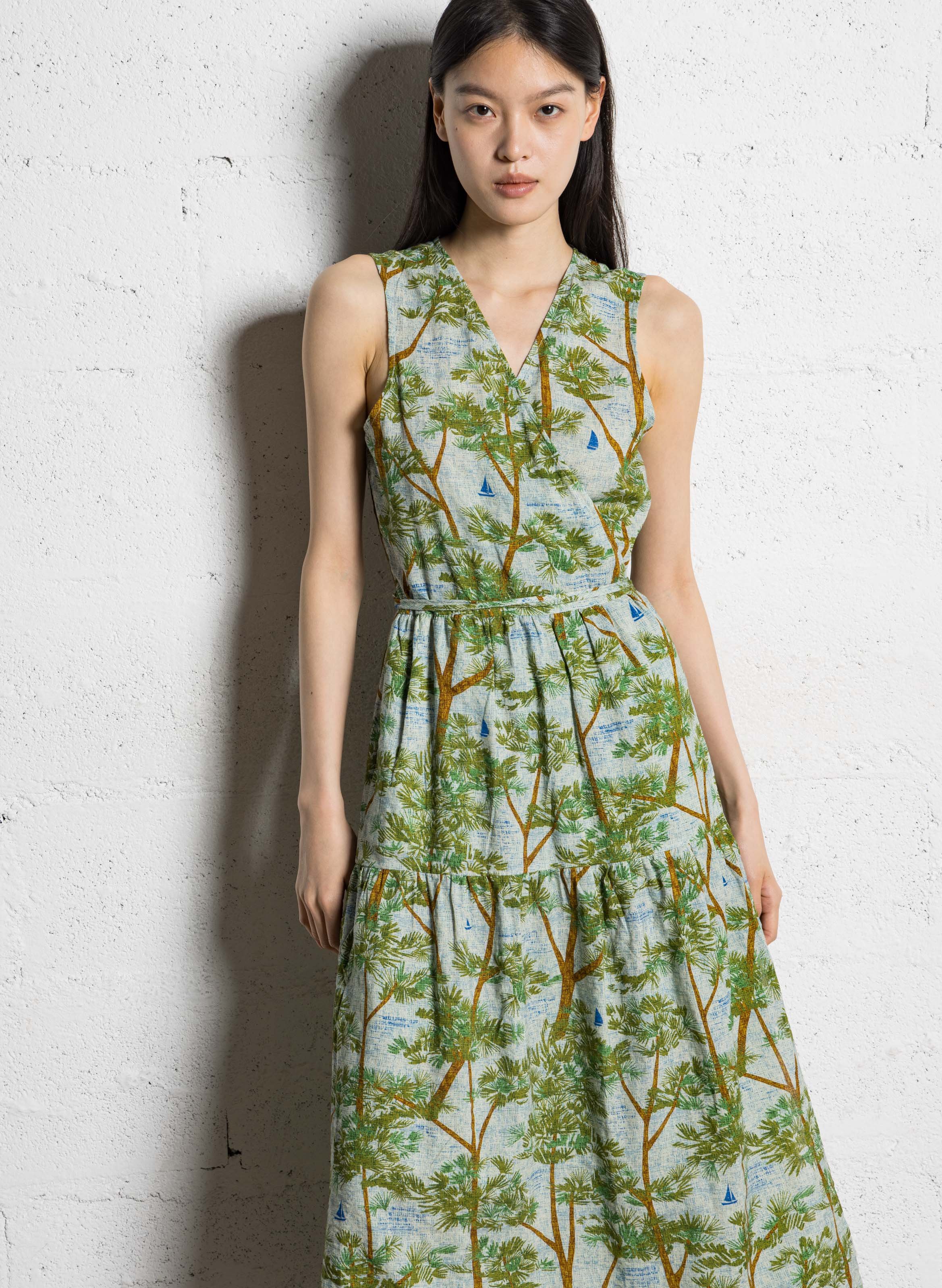 Robe sans manches cache-cœur imprimée NICE THINGS Beige