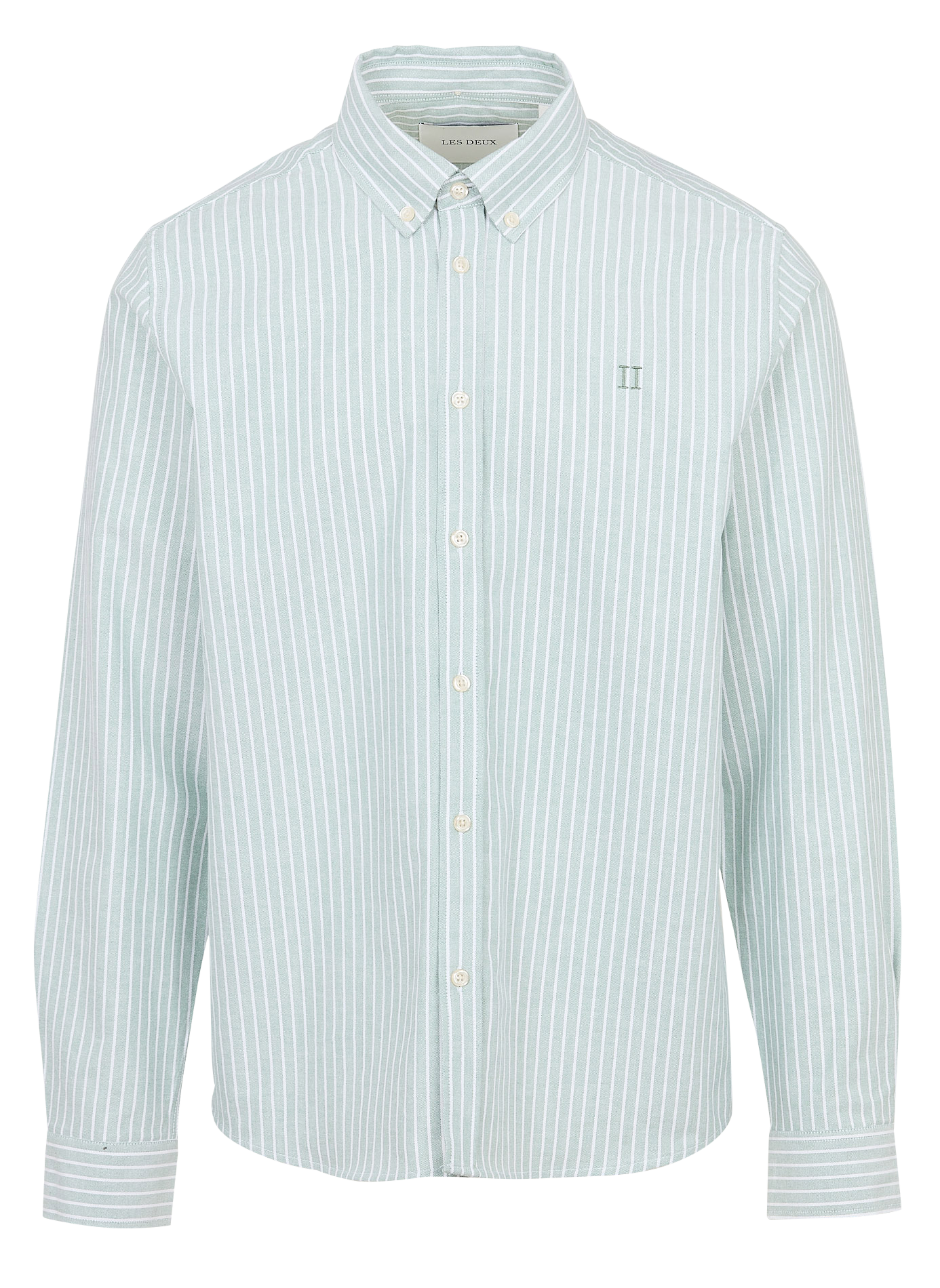 Oversized shirt with classic collar in striped cotton blend. LES DEUX Groen