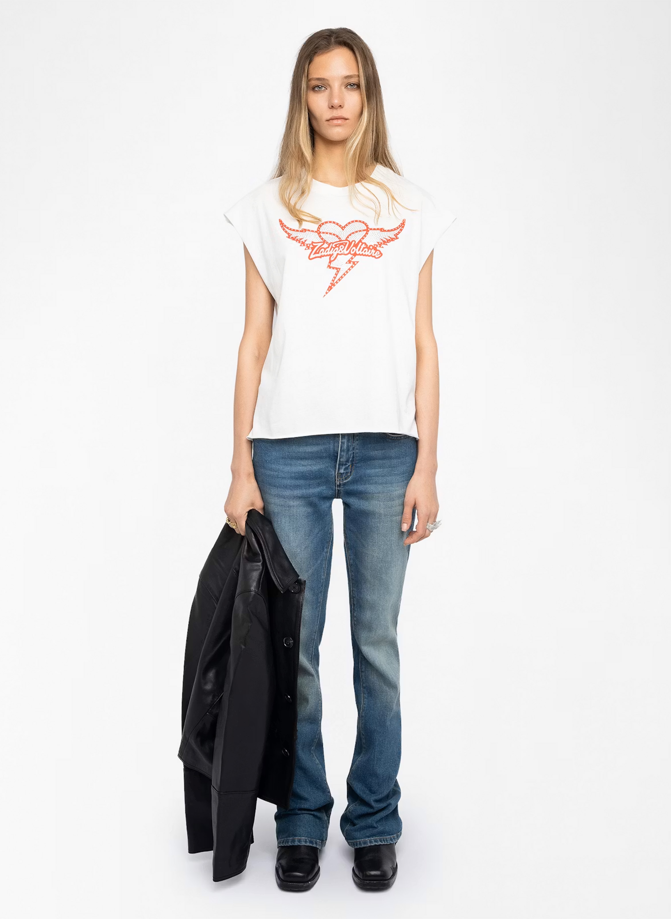 Tee-shirt col rond en coton ZADIG&VOLTAIRE Blanc