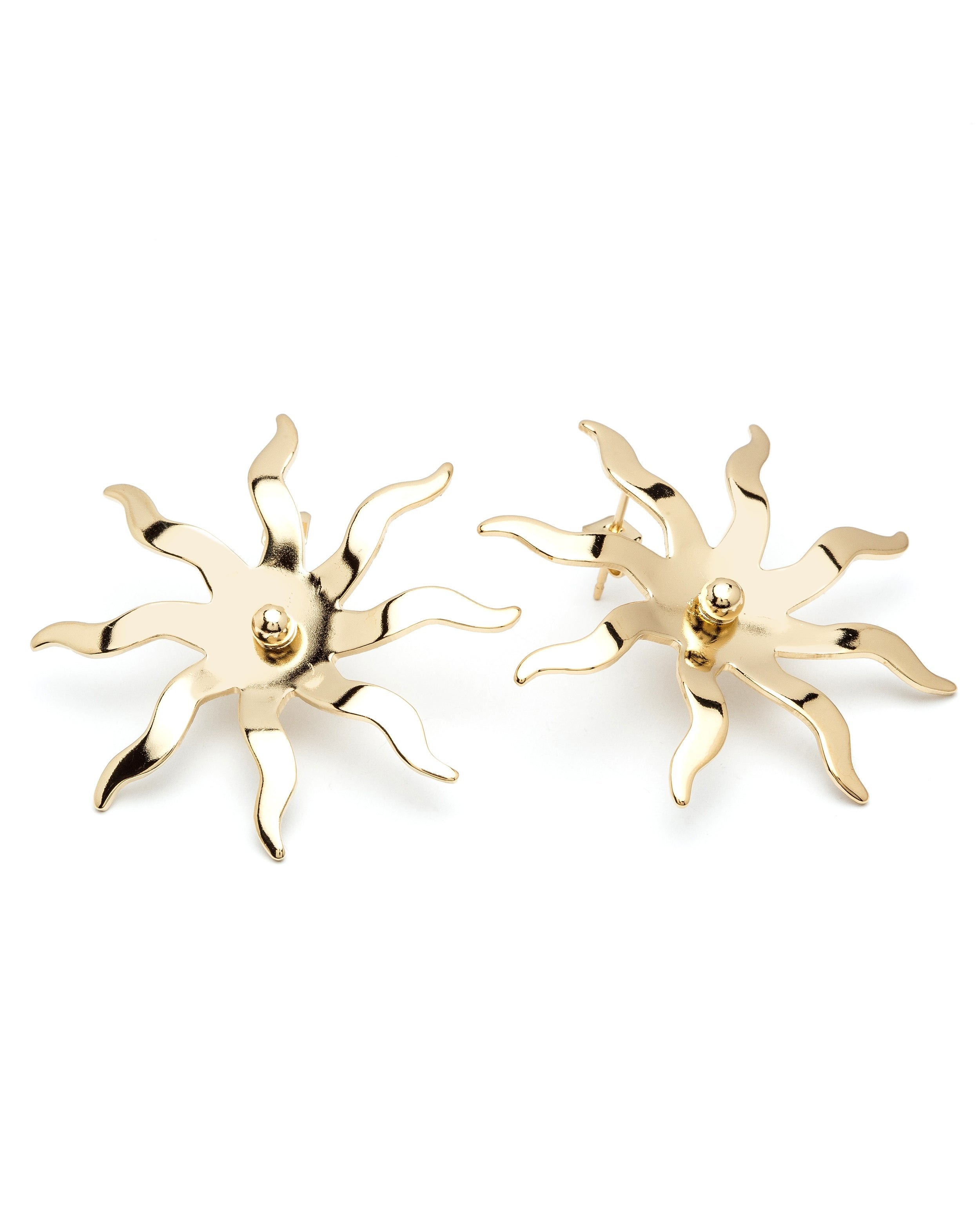 Maxi sun-shaped silver-plated stud earrings MONSIEUR SIMONE