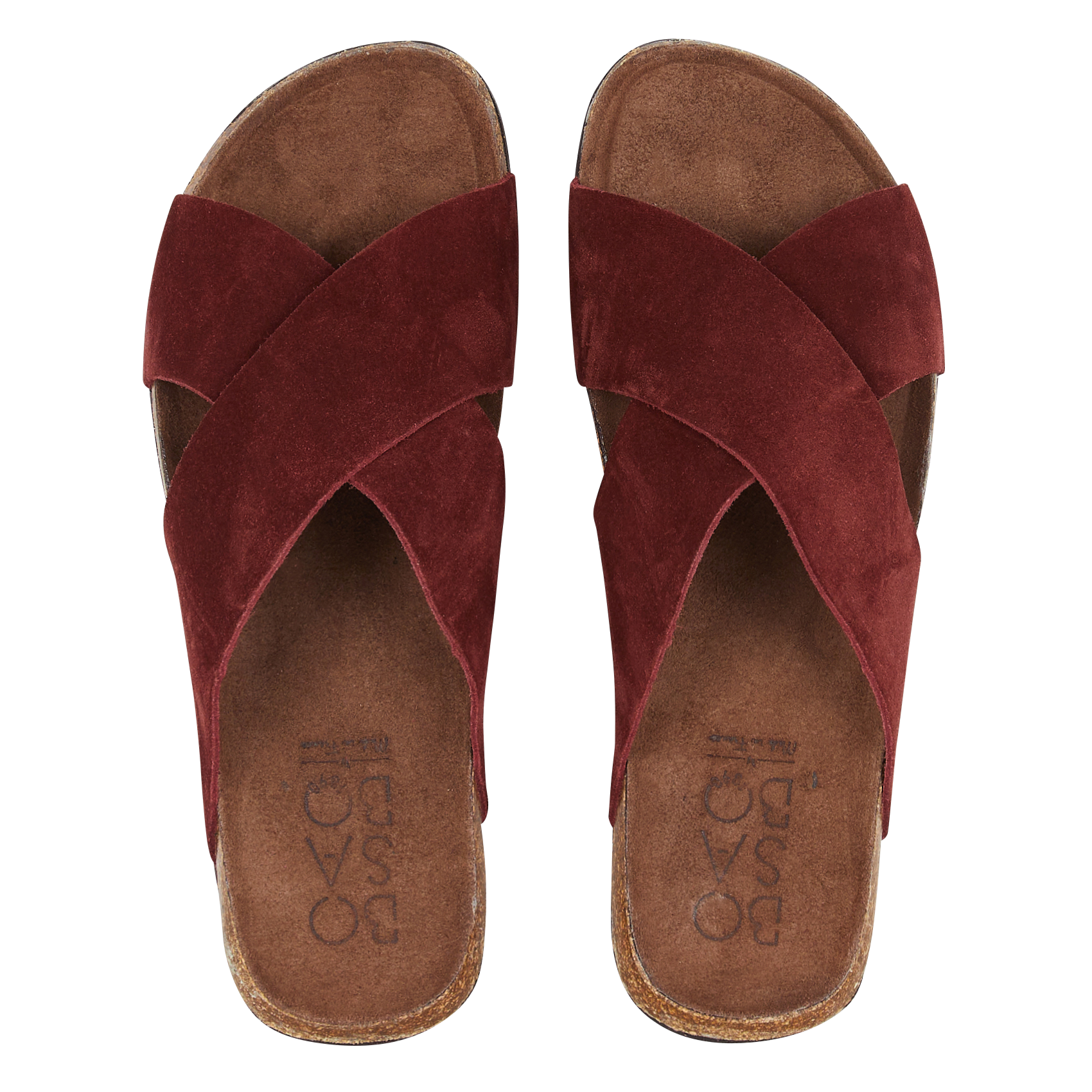 Flache Ledersandalen mit gekreuzten Riemchen BOSABO Pflaume