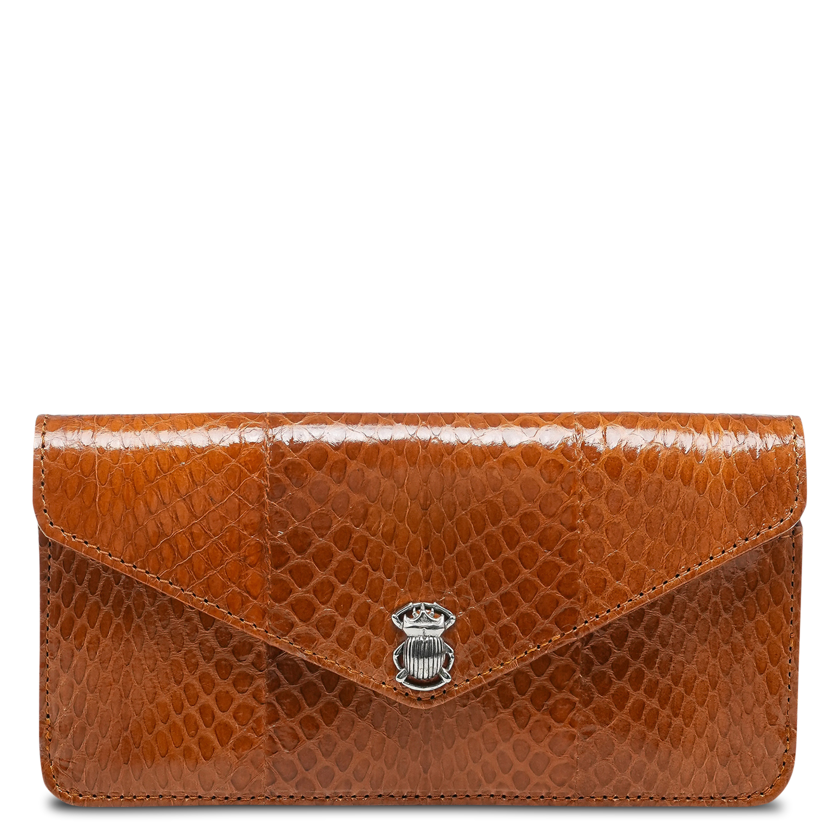 Portefeuille en cobra CLARIS VIROT Marron