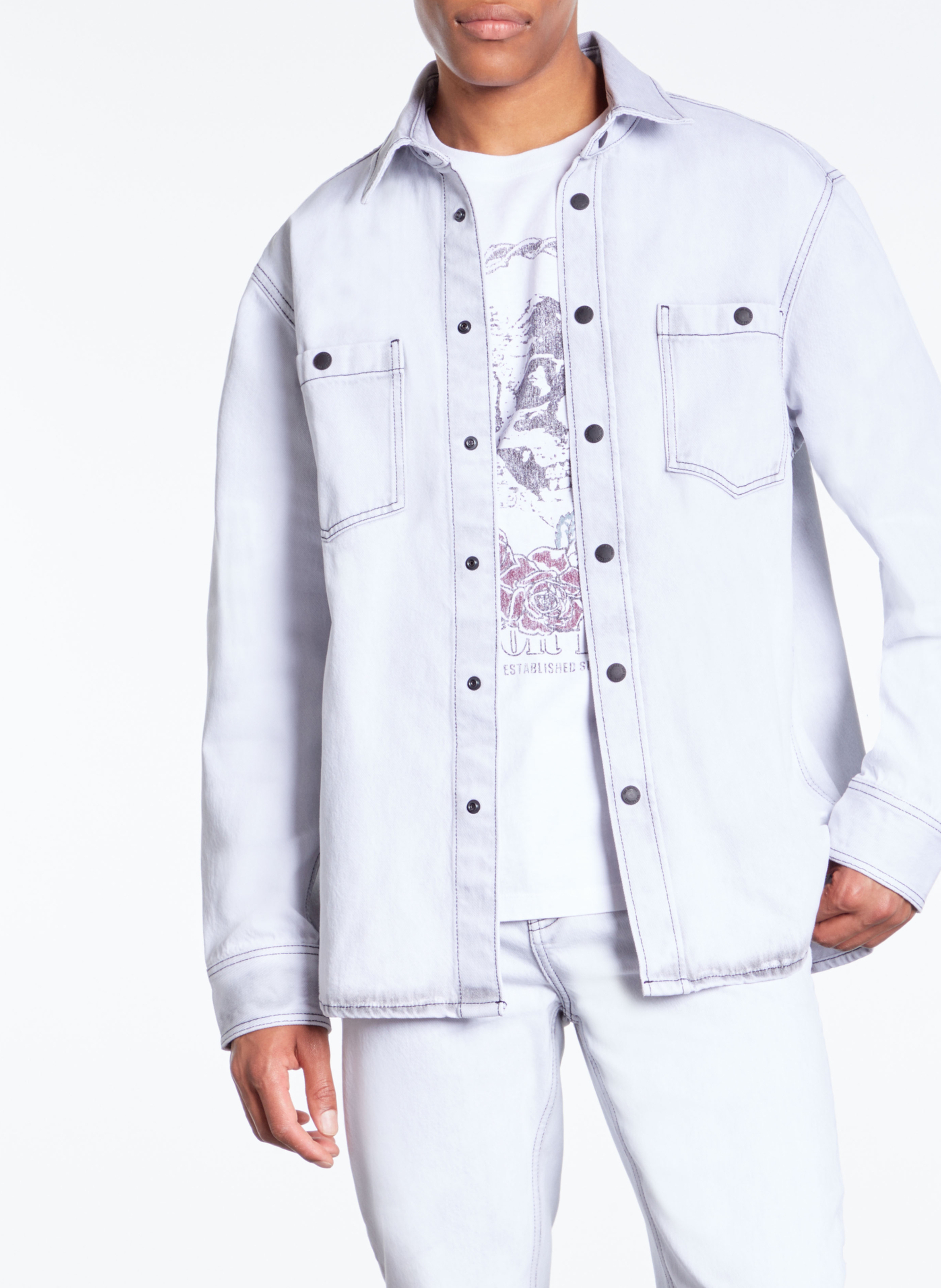 Chemise col classique en denim THE KOOPLES Blanc