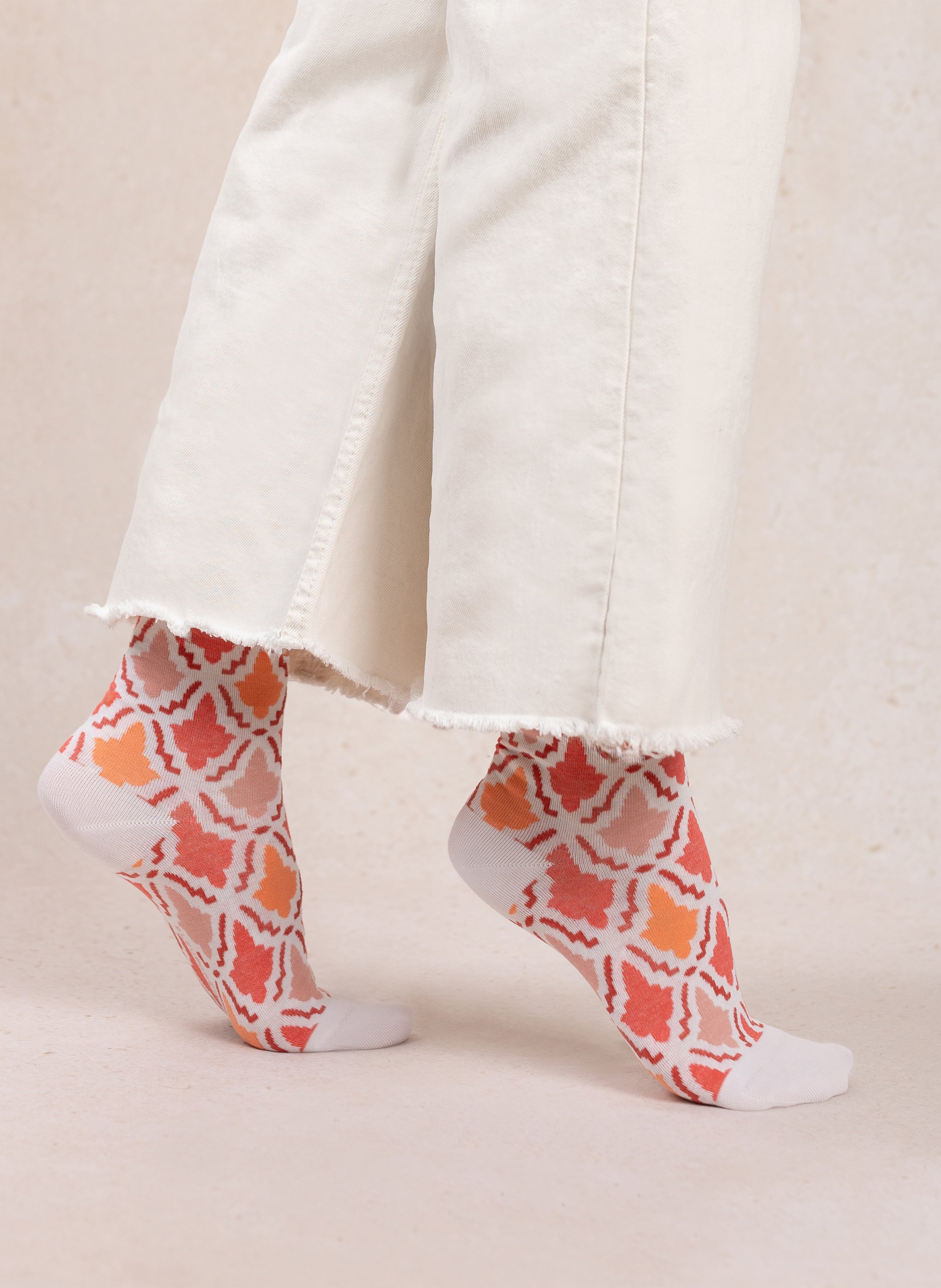 Chaussettes en coton mélangé imprimé BLEUFORET Blanc