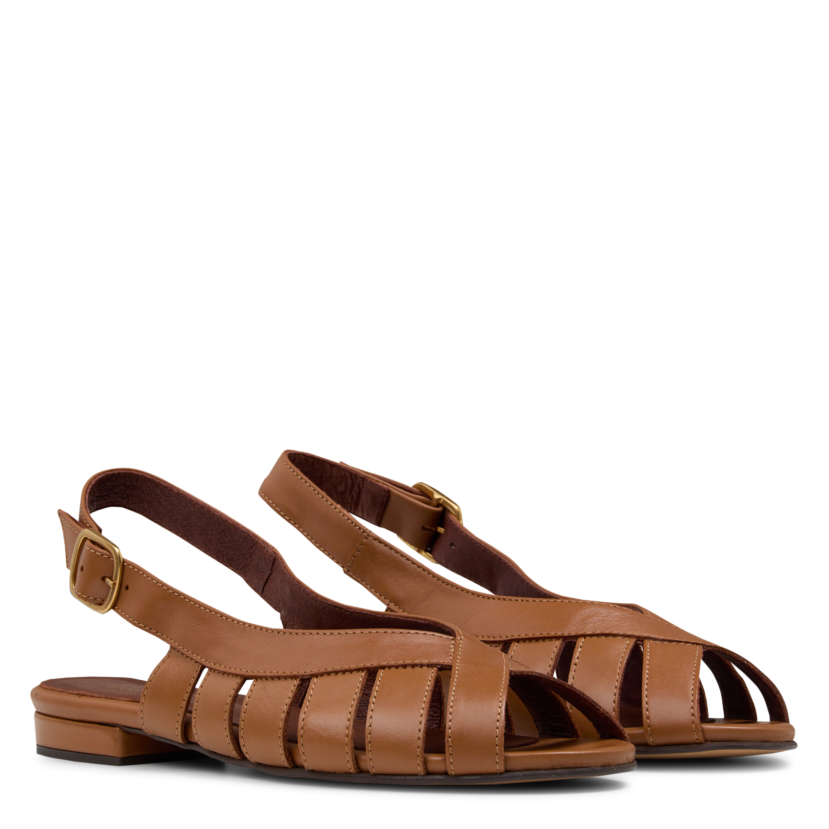 Platte, open sandalen van leer ANONYMOUS COPENHAGEN Bruin