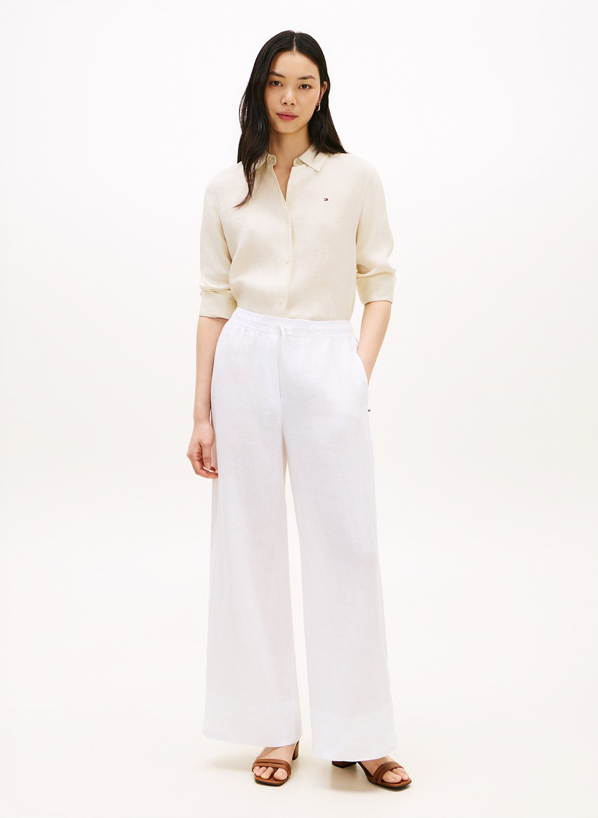 Straight linen trousers TOMMY HILFIGER White