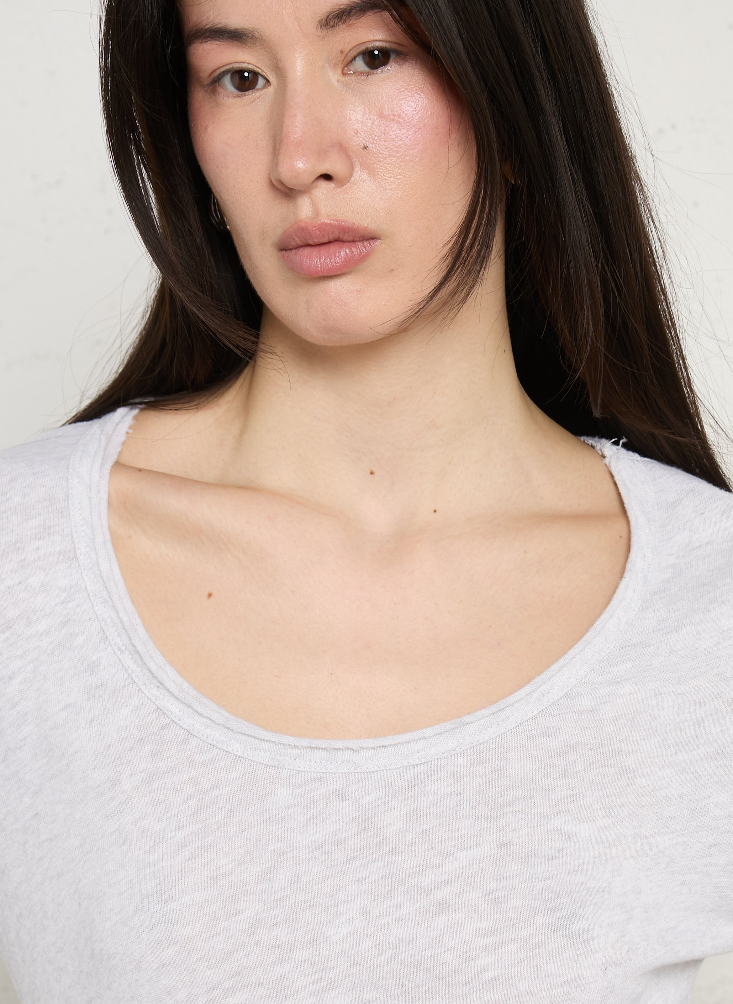 Tee-shirt droit col rond en coton AMERICAN VINTAGE Gris