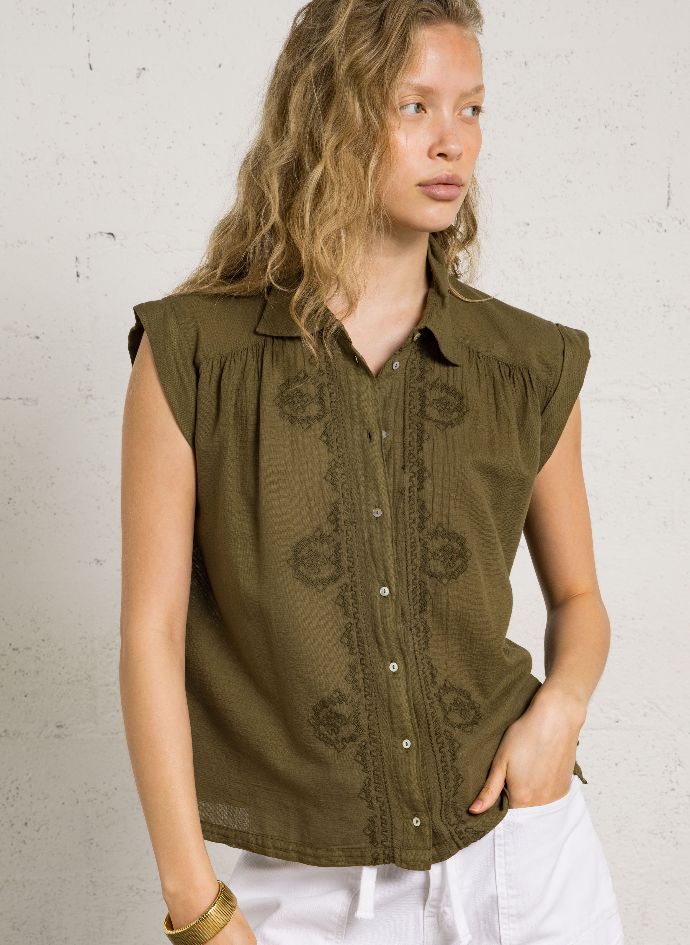 Katoenen oversized blouse BELLA JONES Kaki