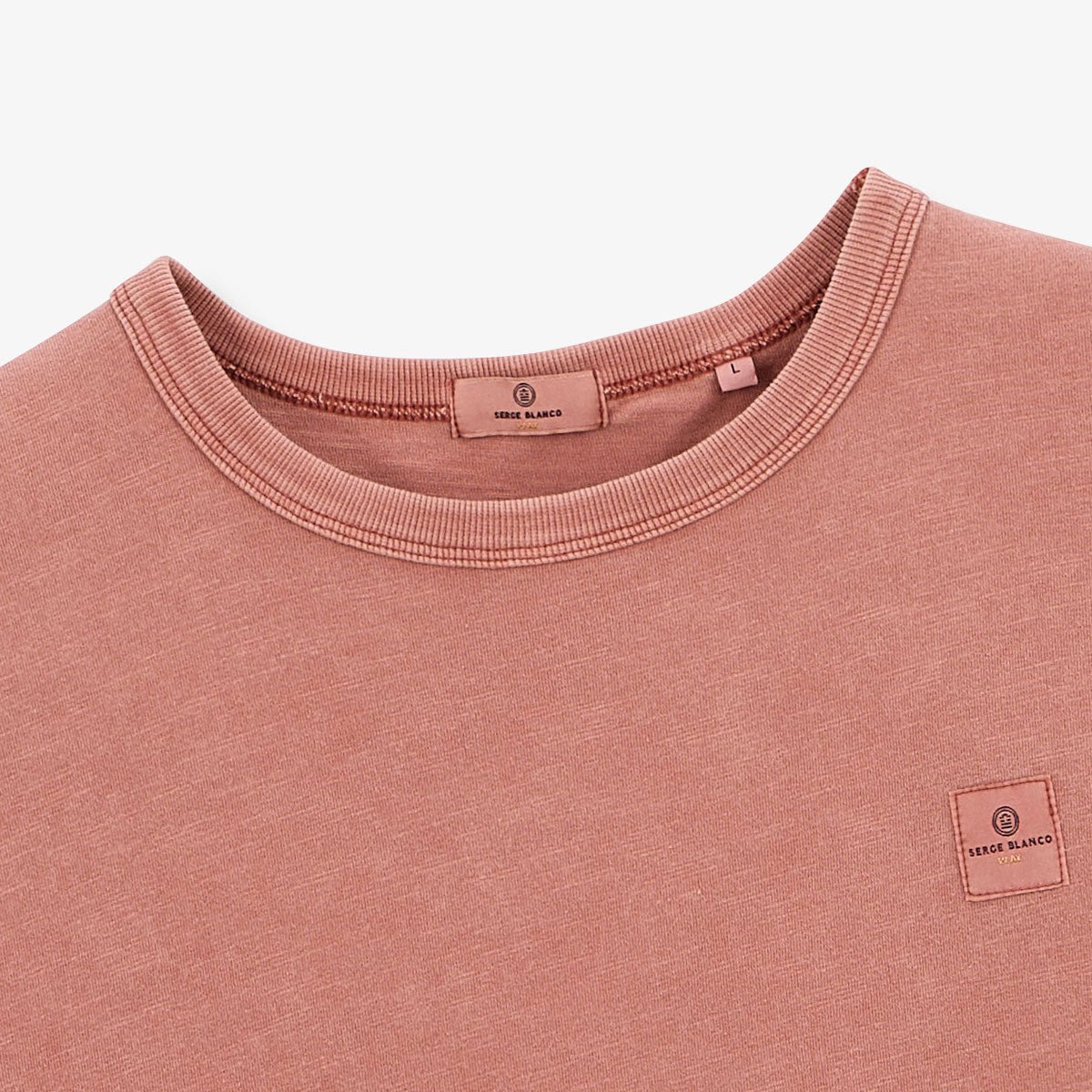 Round neck t-shirt in slub cotton jersey with pigment dye SERGE BLANCO Orange