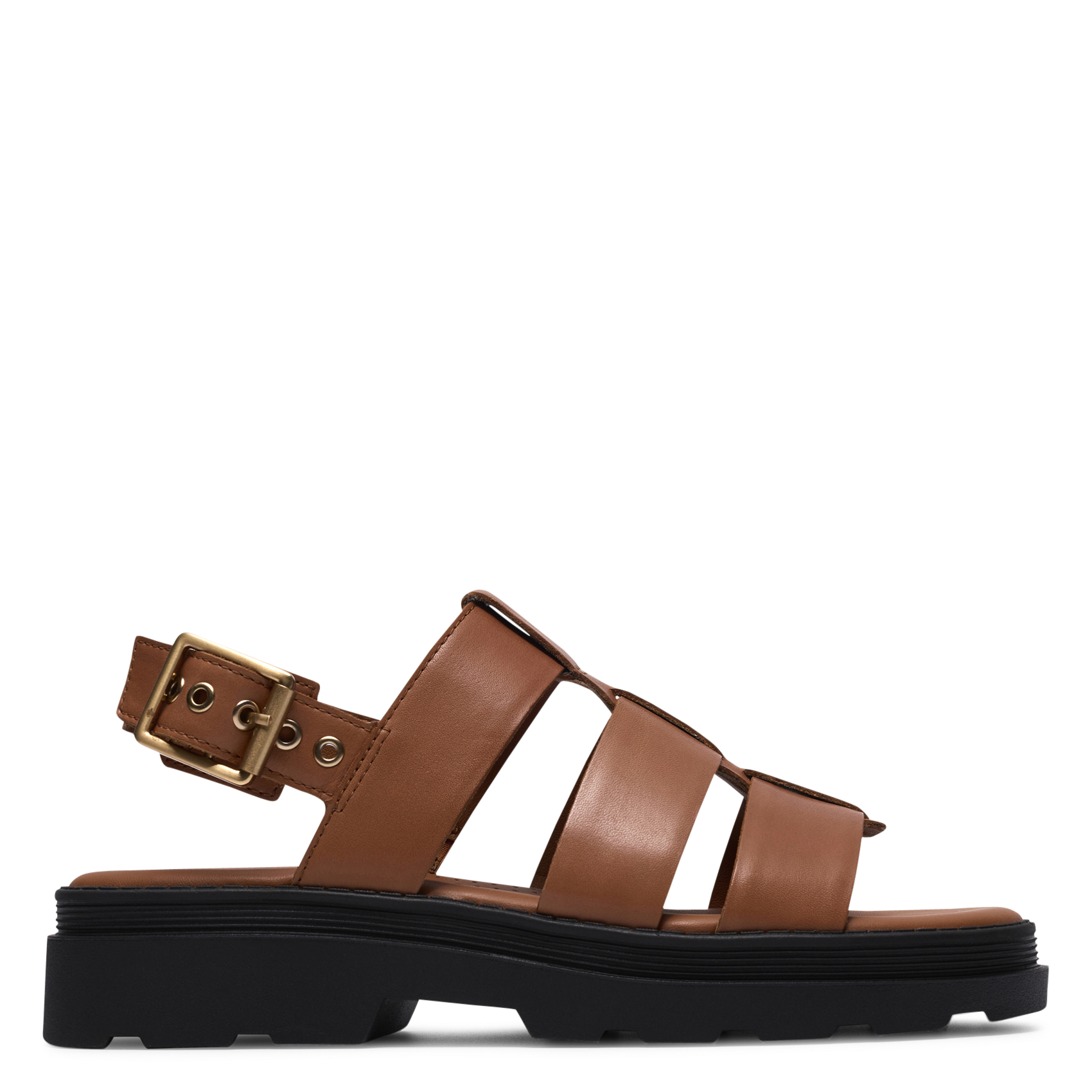 Aouda flat leather sandals CLARKS Brown