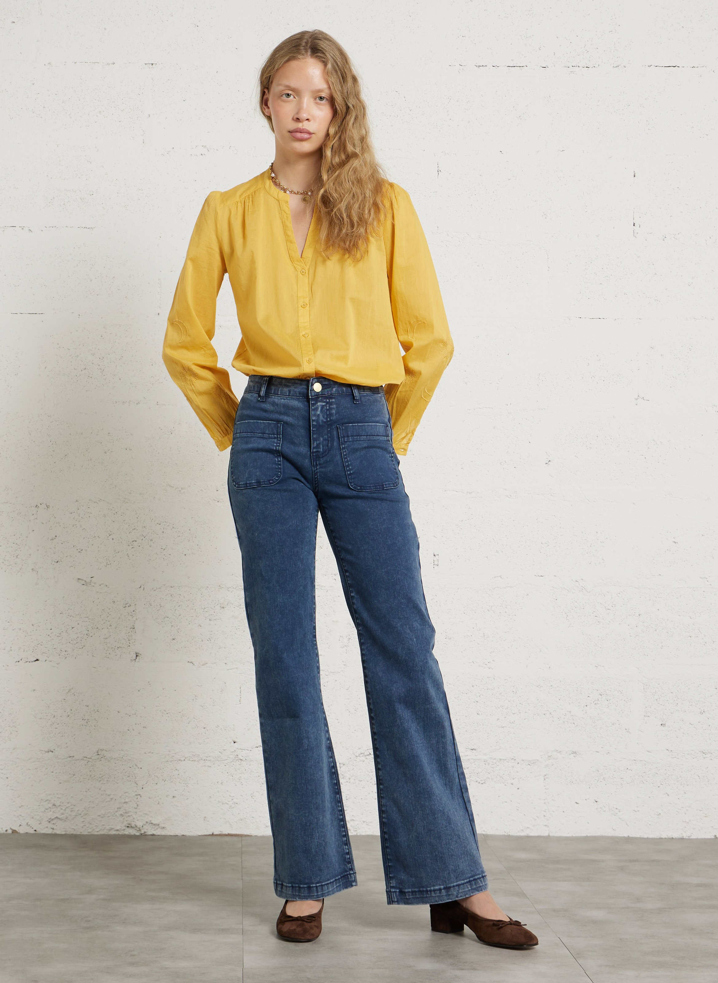 Jean flare en coton mélangé LA PETITE ETOILE Bleu