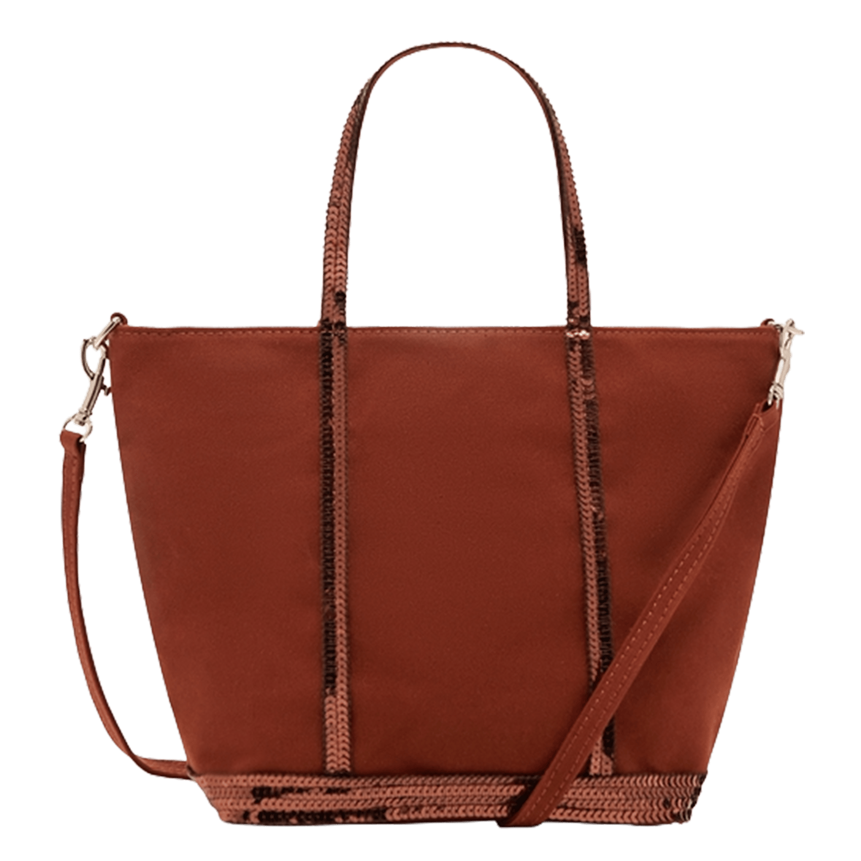 Mini cotton tote bag with sequins VANESSA BRUNO Brown