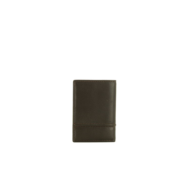 Calfskin leather credit-card holder POURCHET Brown