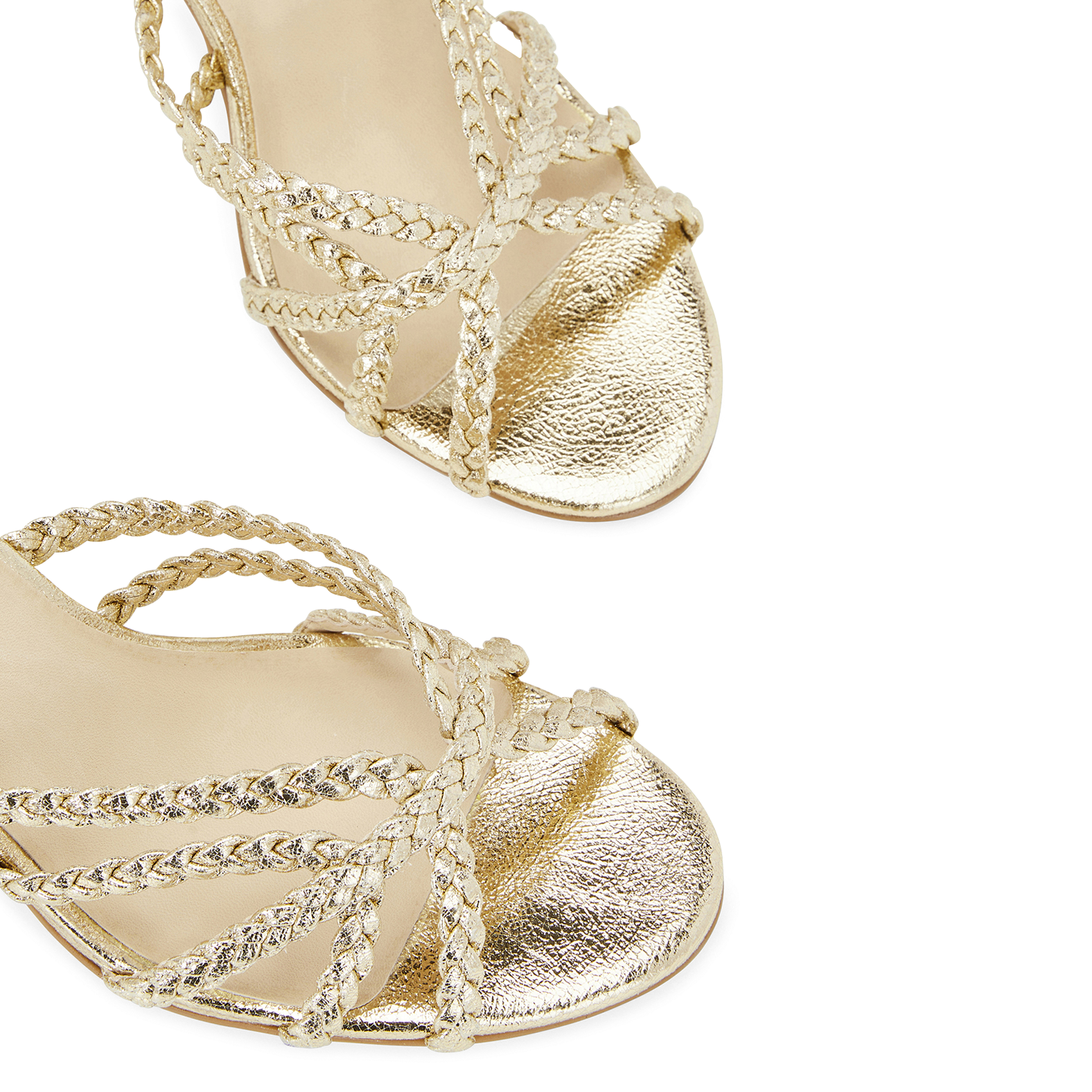 Heeled metallic leather sandals COSMOPARIS Golden