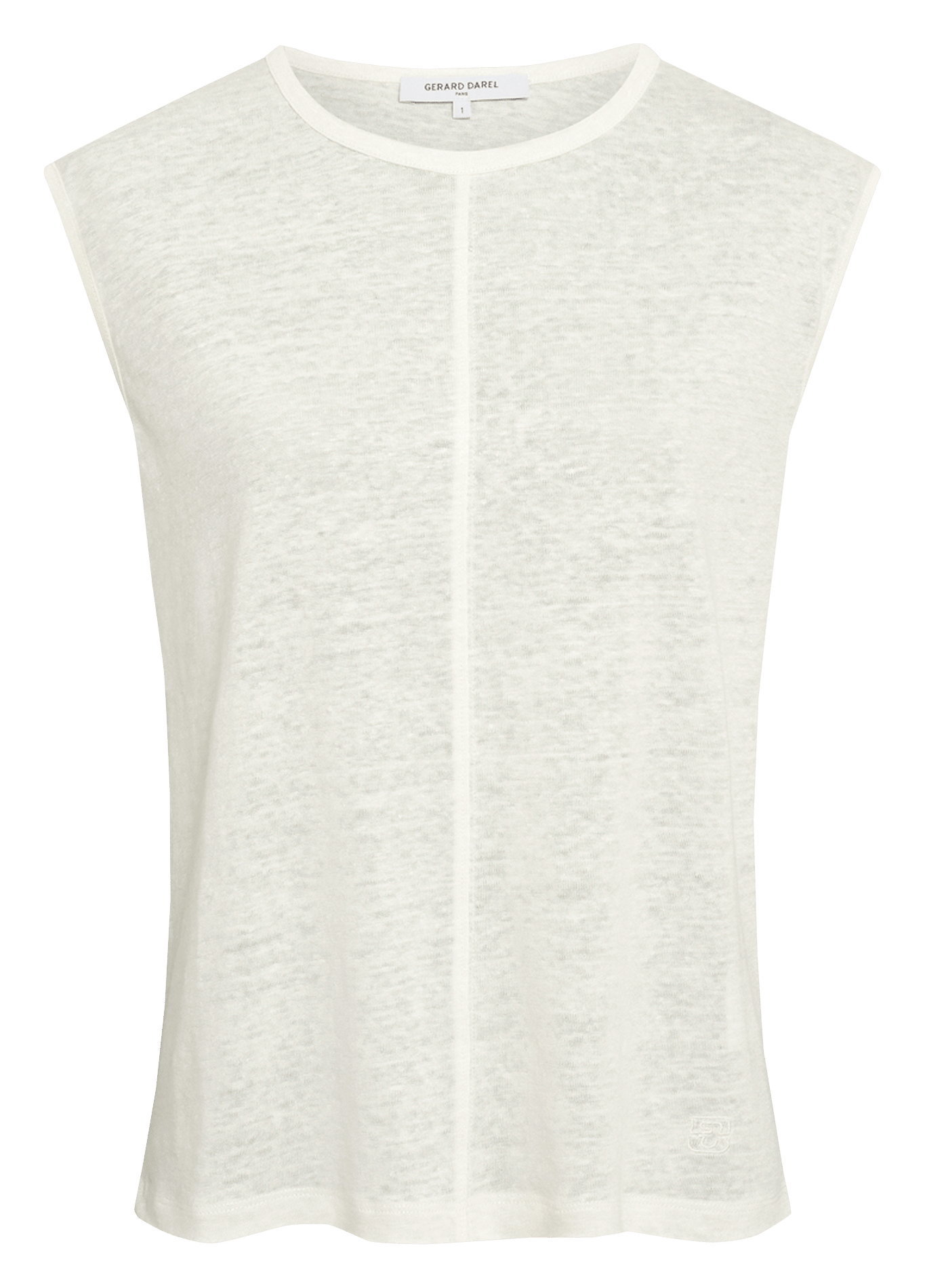 Top col rond en lin GERARD DAREL Blanc