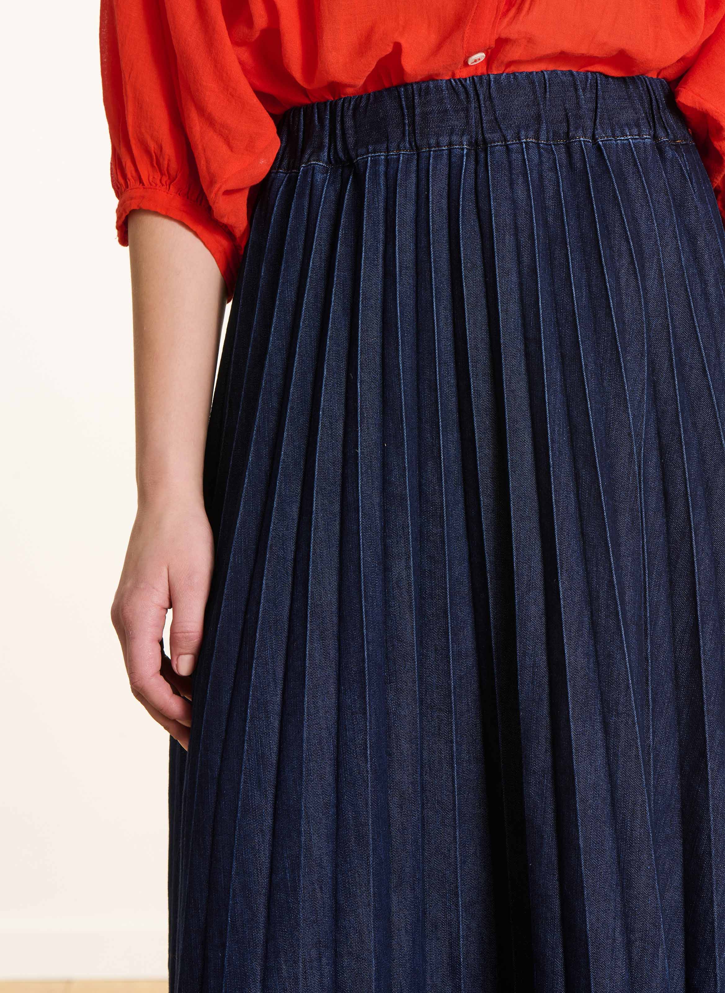 Ausgestellter Midirock aus Baumwoll-Mix LA FEE MARABOUTEE Blau