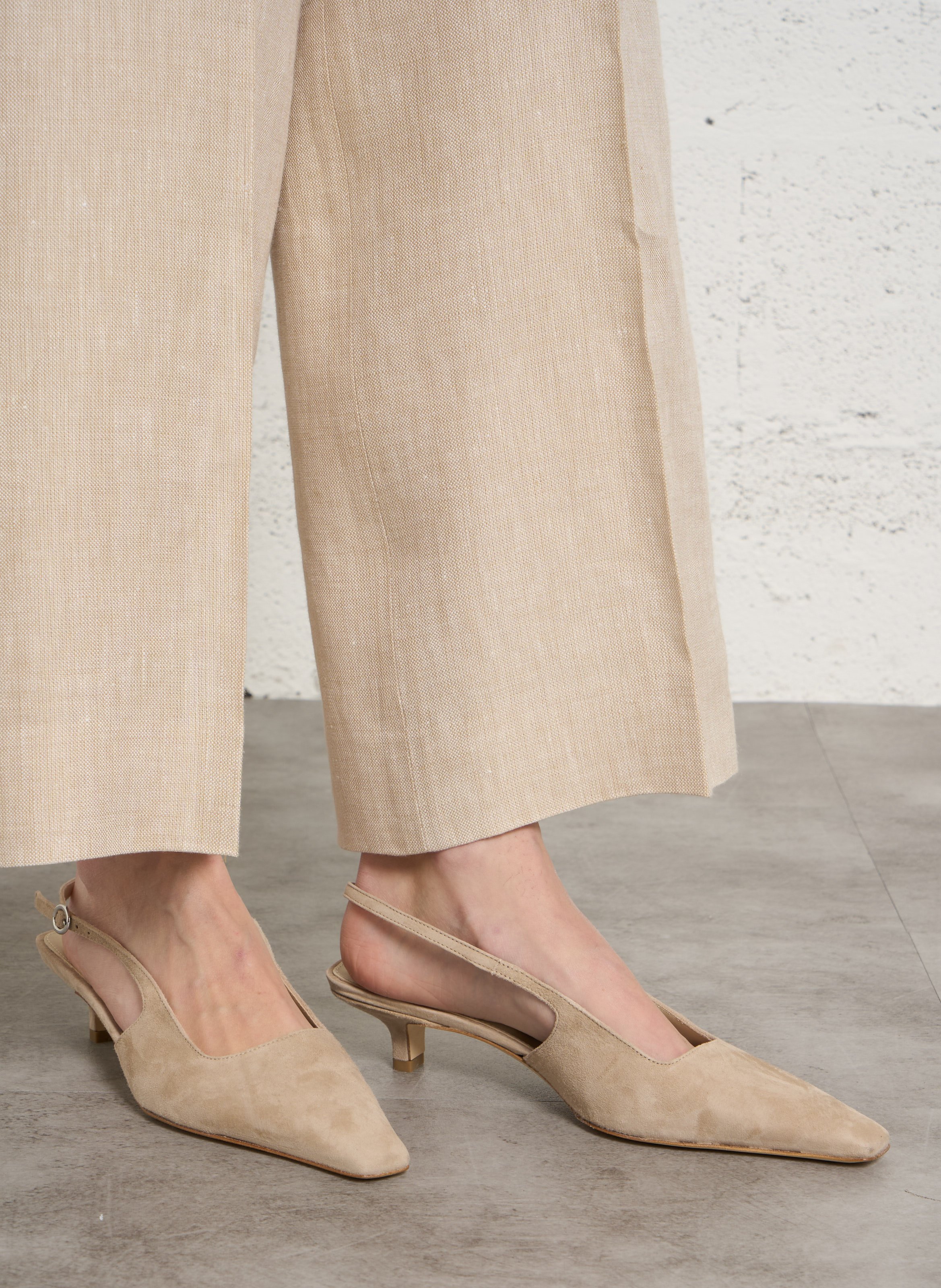 Escarpins slingback en suède ODARE Marron