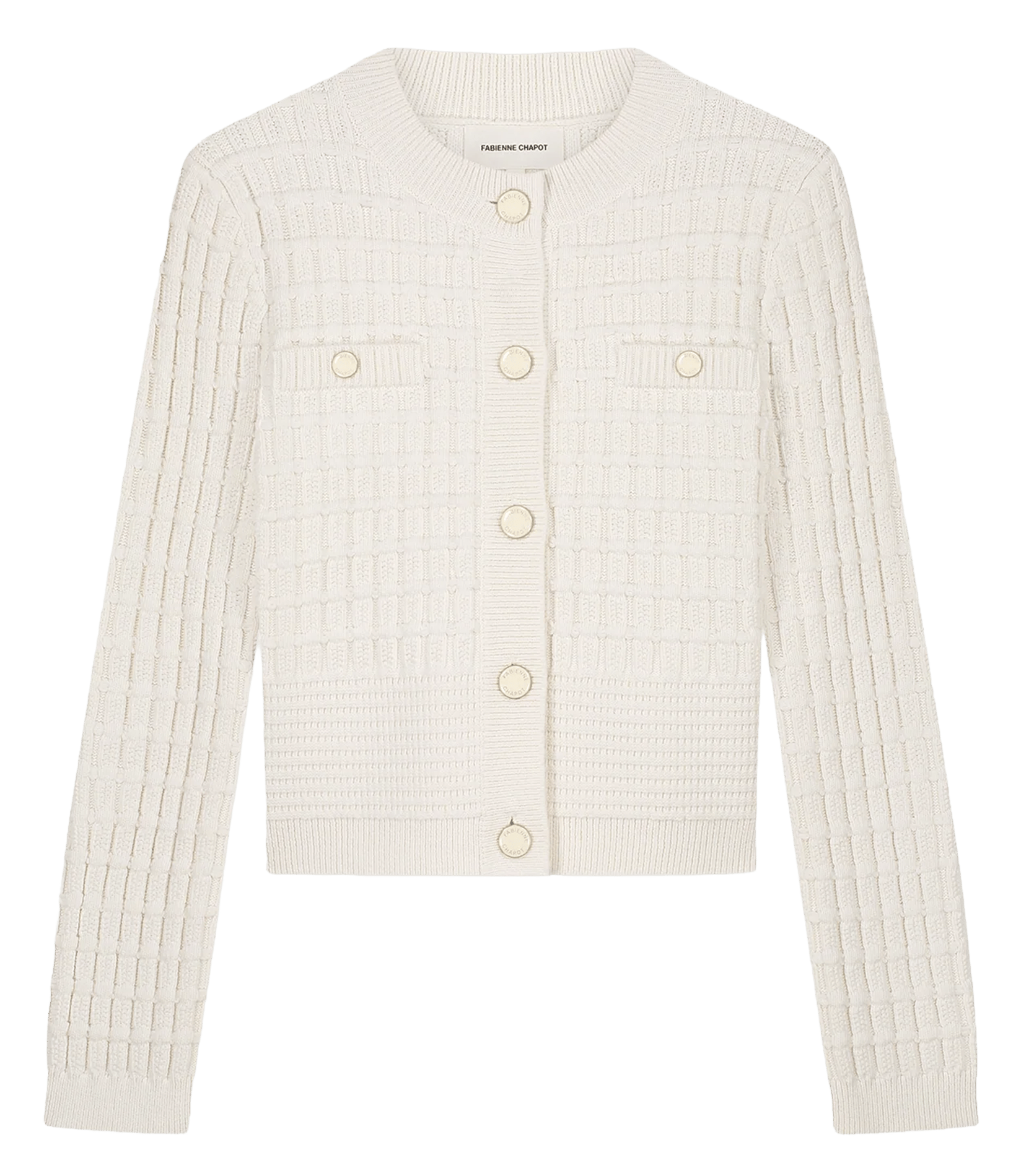 Ribbed button-up cardigan FABIENNE CHAPOT White