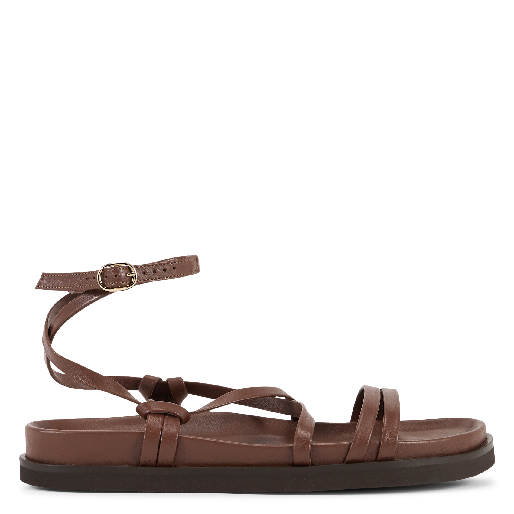 Sandales plates en cuir BOBBIES Marron