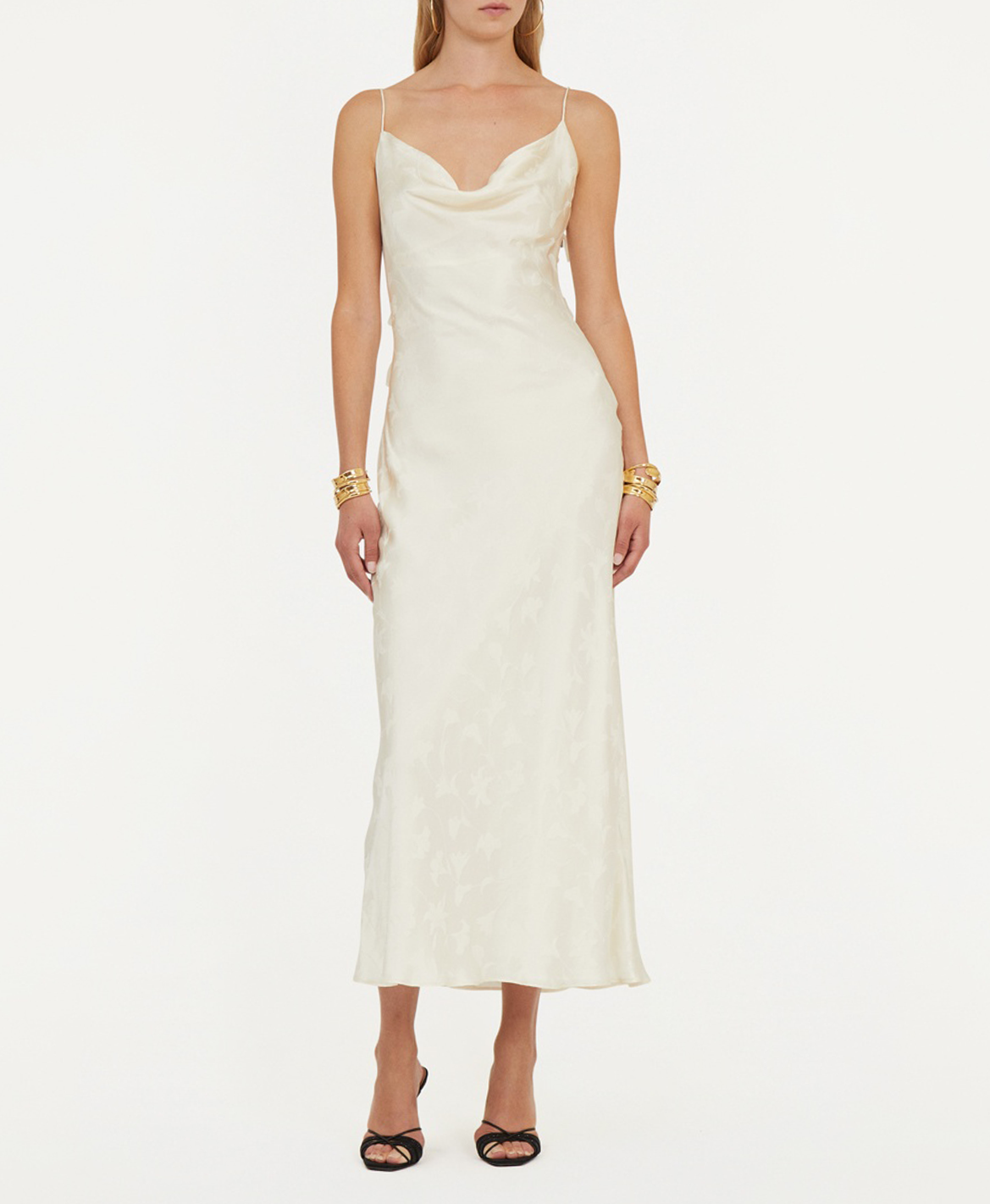 Long silk printed dress ROTATE Multicolored