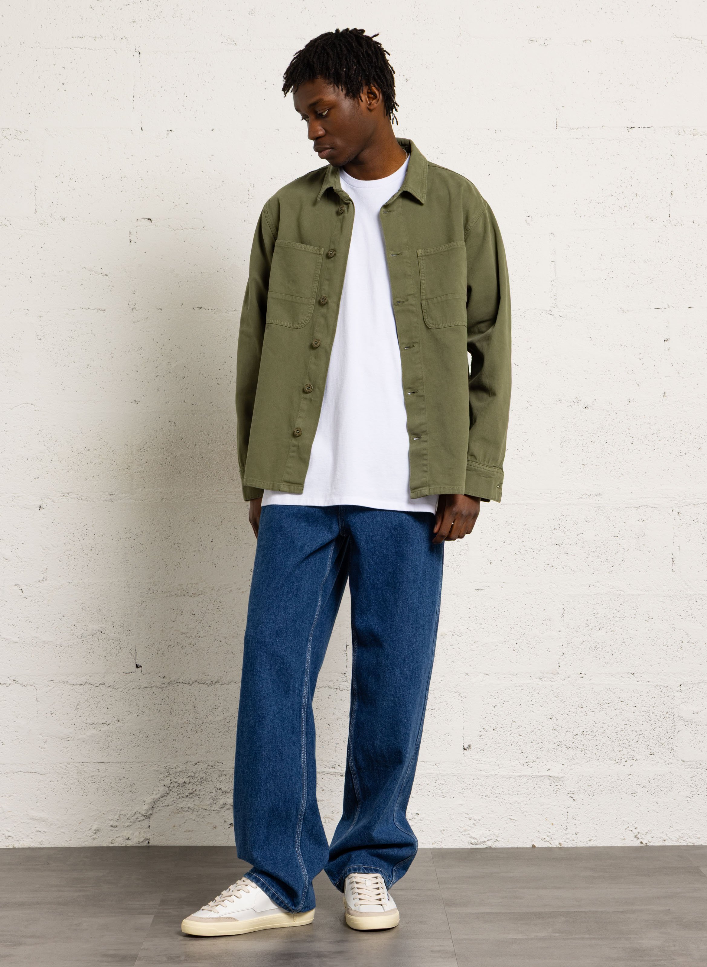 Katoenen jas met klassieke kraag LE TEMPS DES CERISES Groen