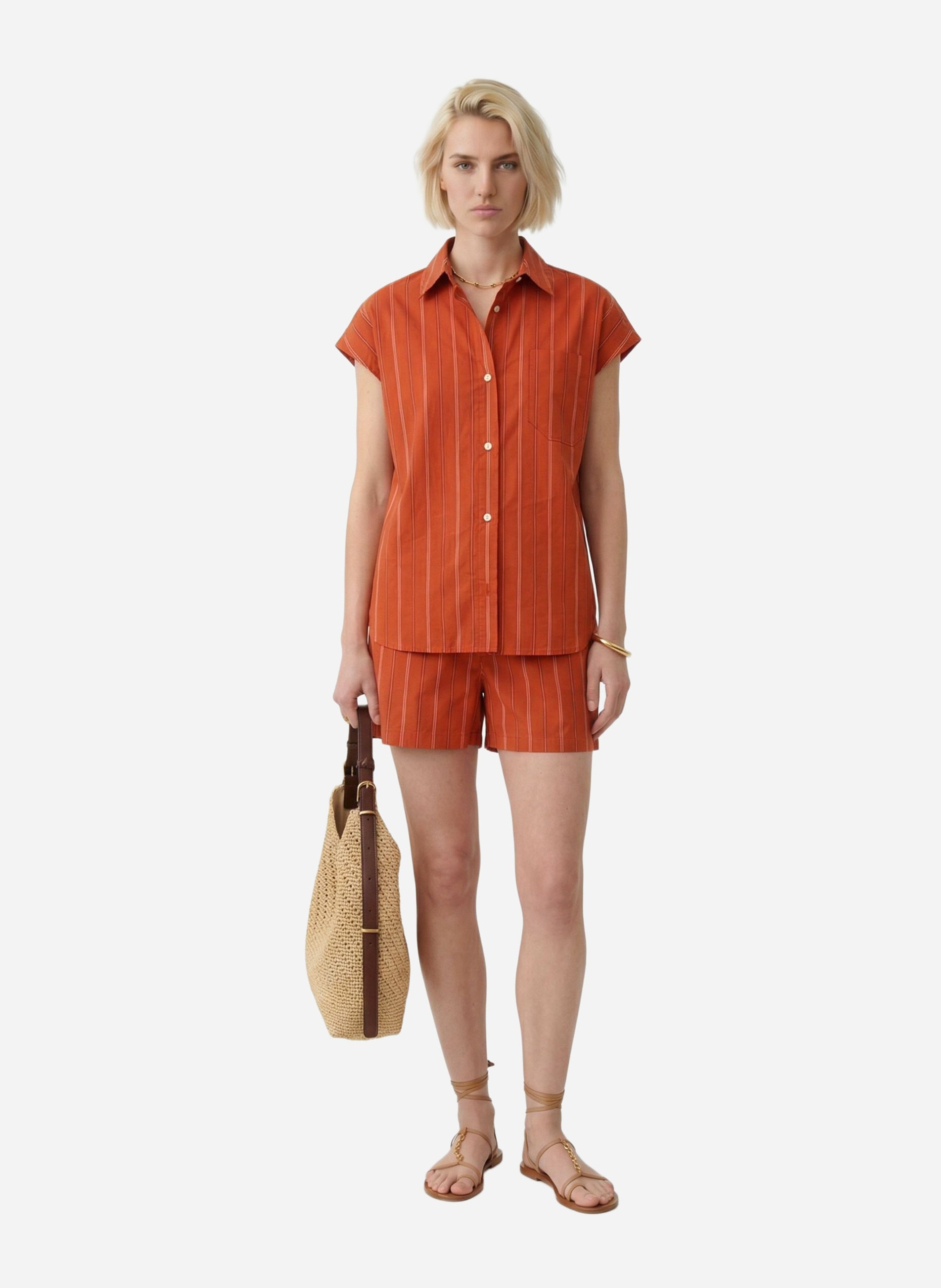 Chemise sans manches rayée VANESSA BRUNO Orange