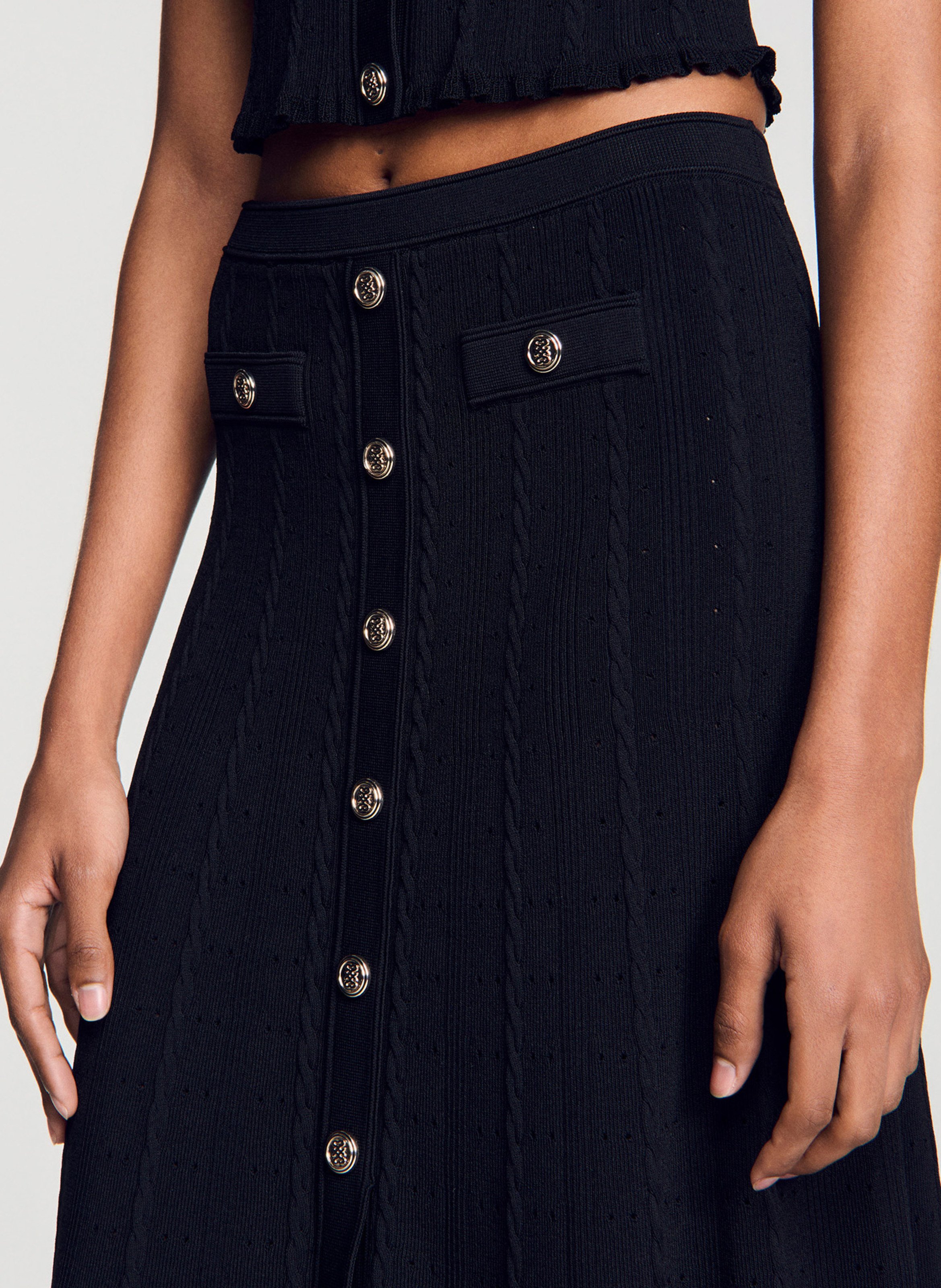 Jupe midi  SANDRO Noir