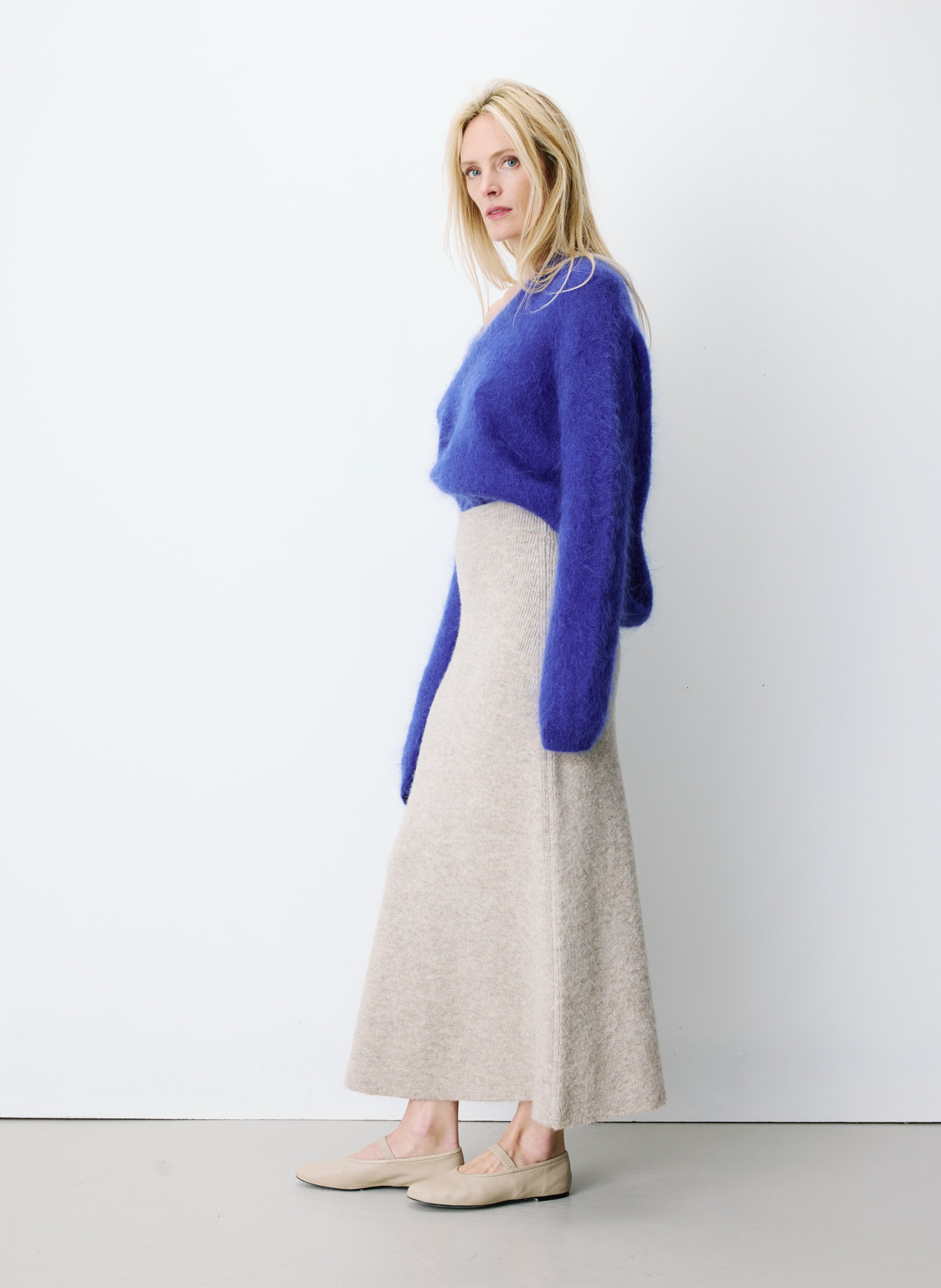 Flared knit maxi skirt GRACE ET MILA Beige