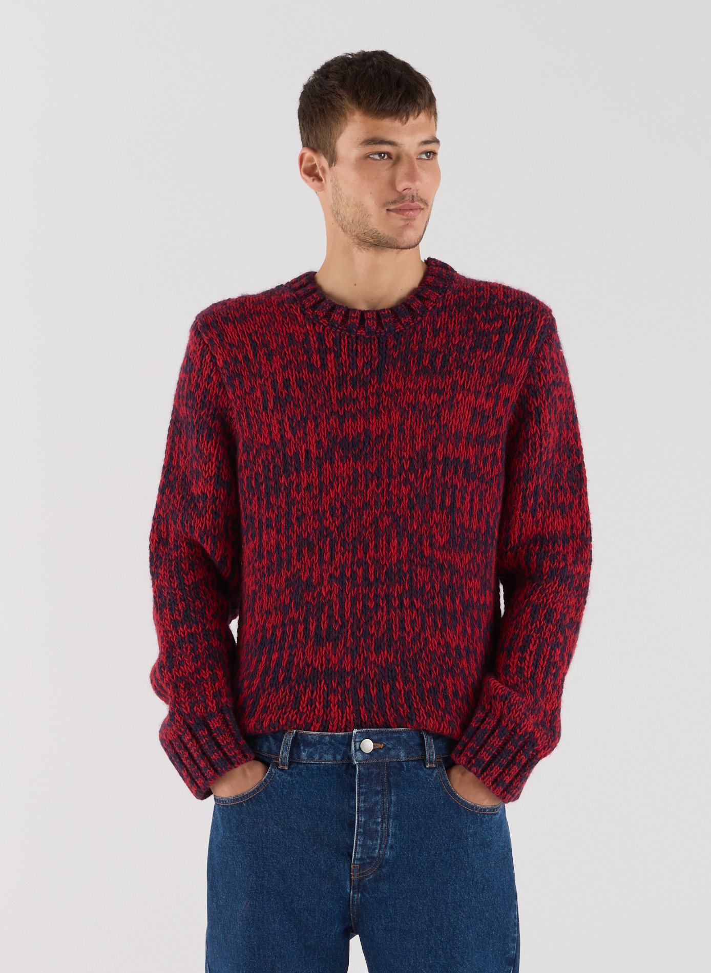 Pull droit col rond chiné  SAISON 1865 Rouge