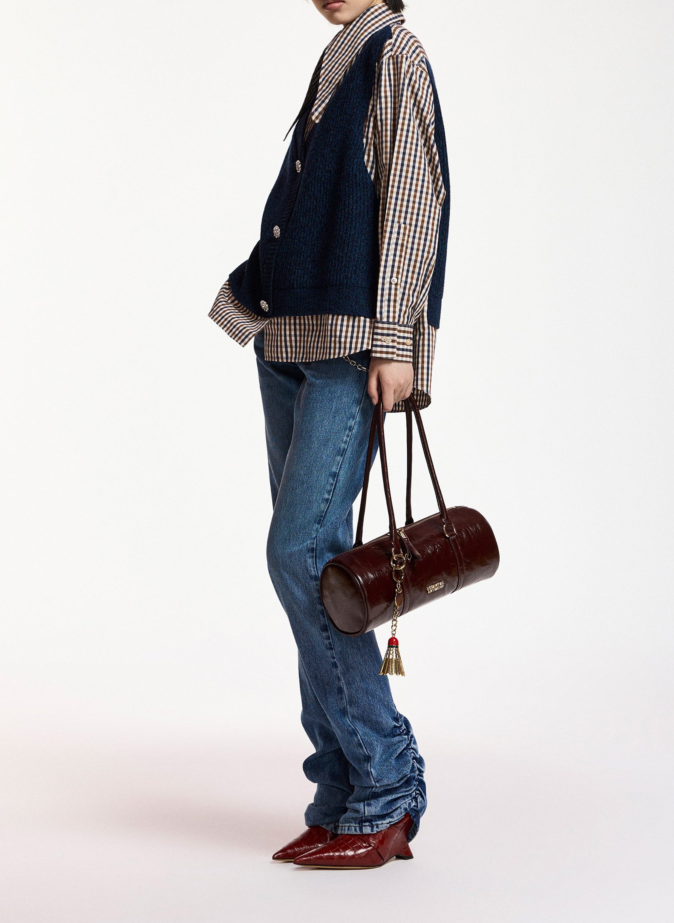 Oversize Layered Woolen Shirt ESSENTIEL ANTWERP Blau
