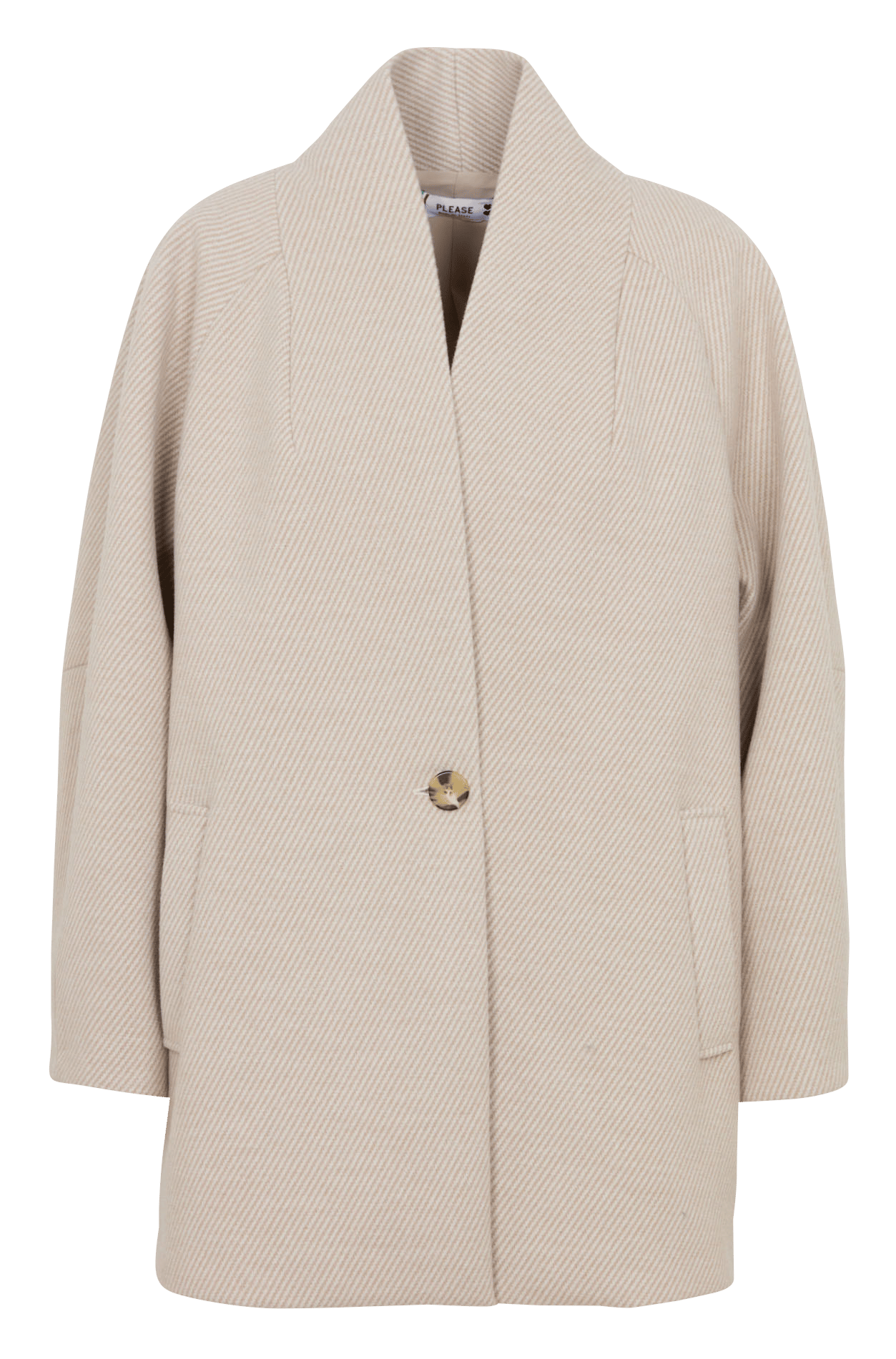 Solid buttoned straight coat PLEASE Beige