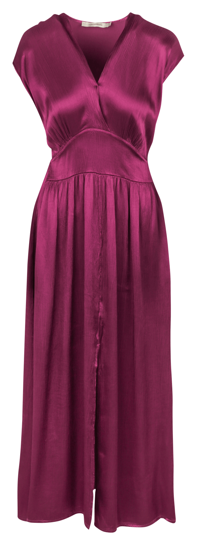 Midi dress with V-neck and satin effect LA FEE MARABOUTEE Purple