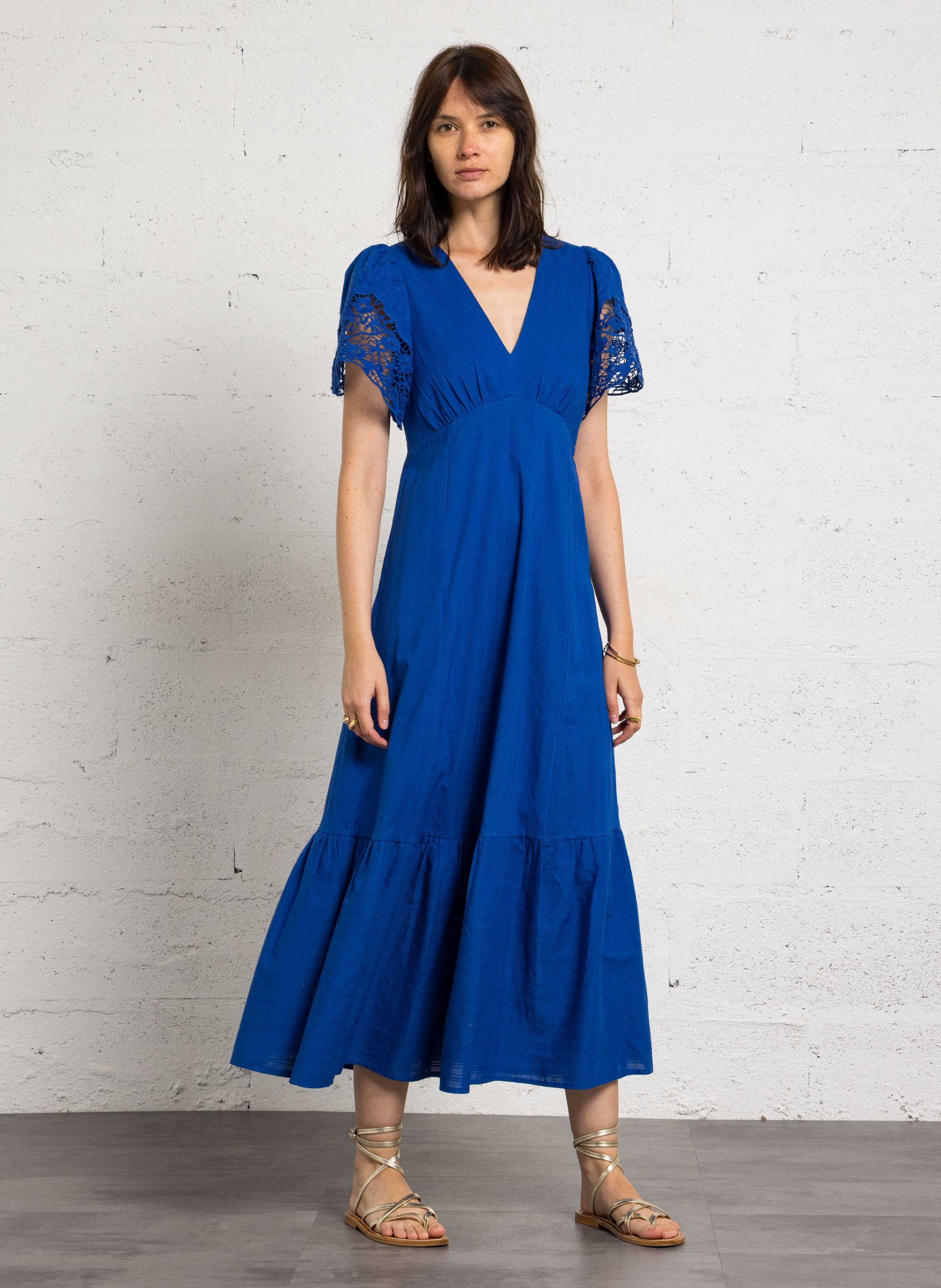 Long V-neck dress MAISON 123 Blue