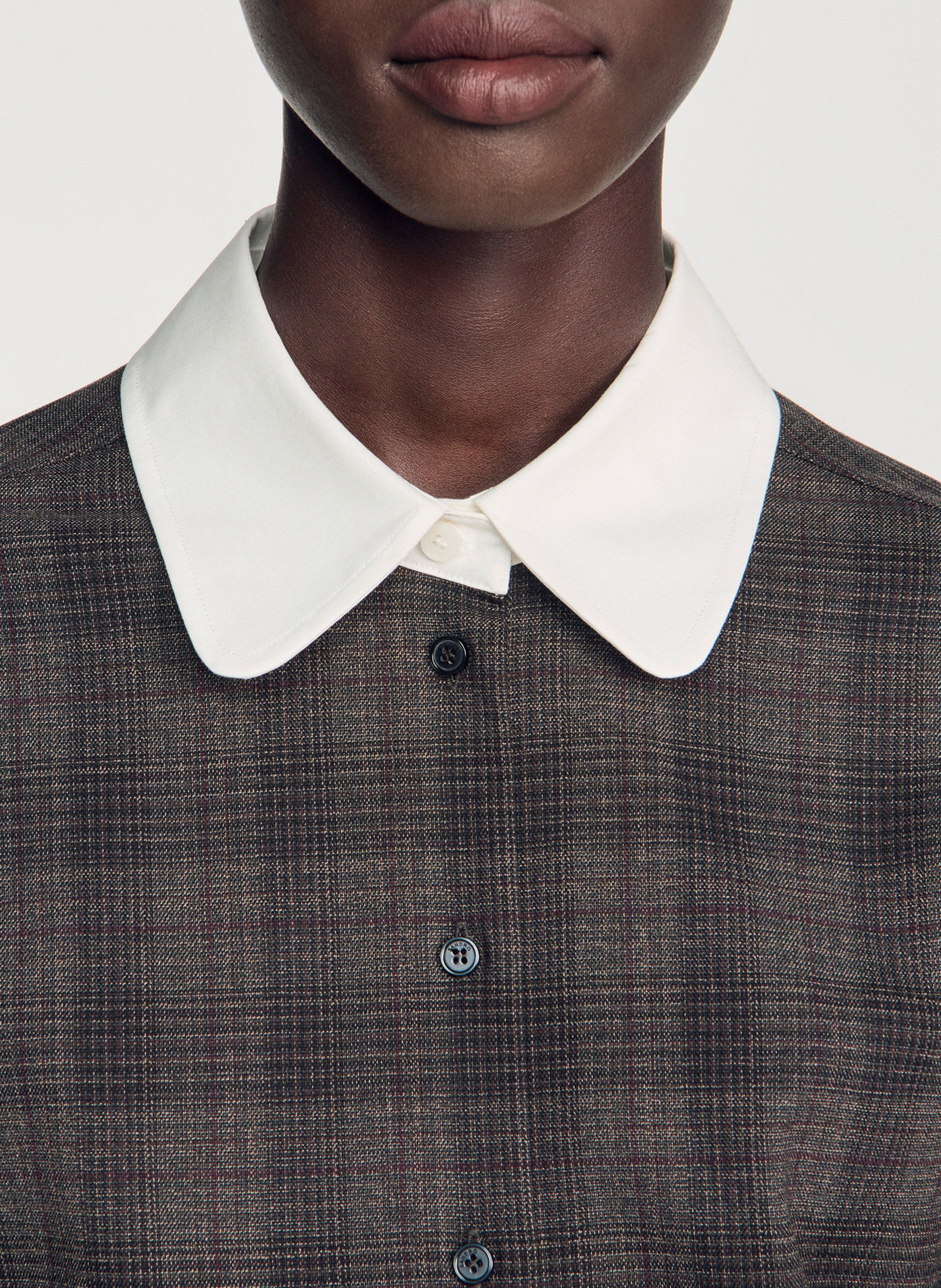 Chemise droite à carreaux SANDRO Gris