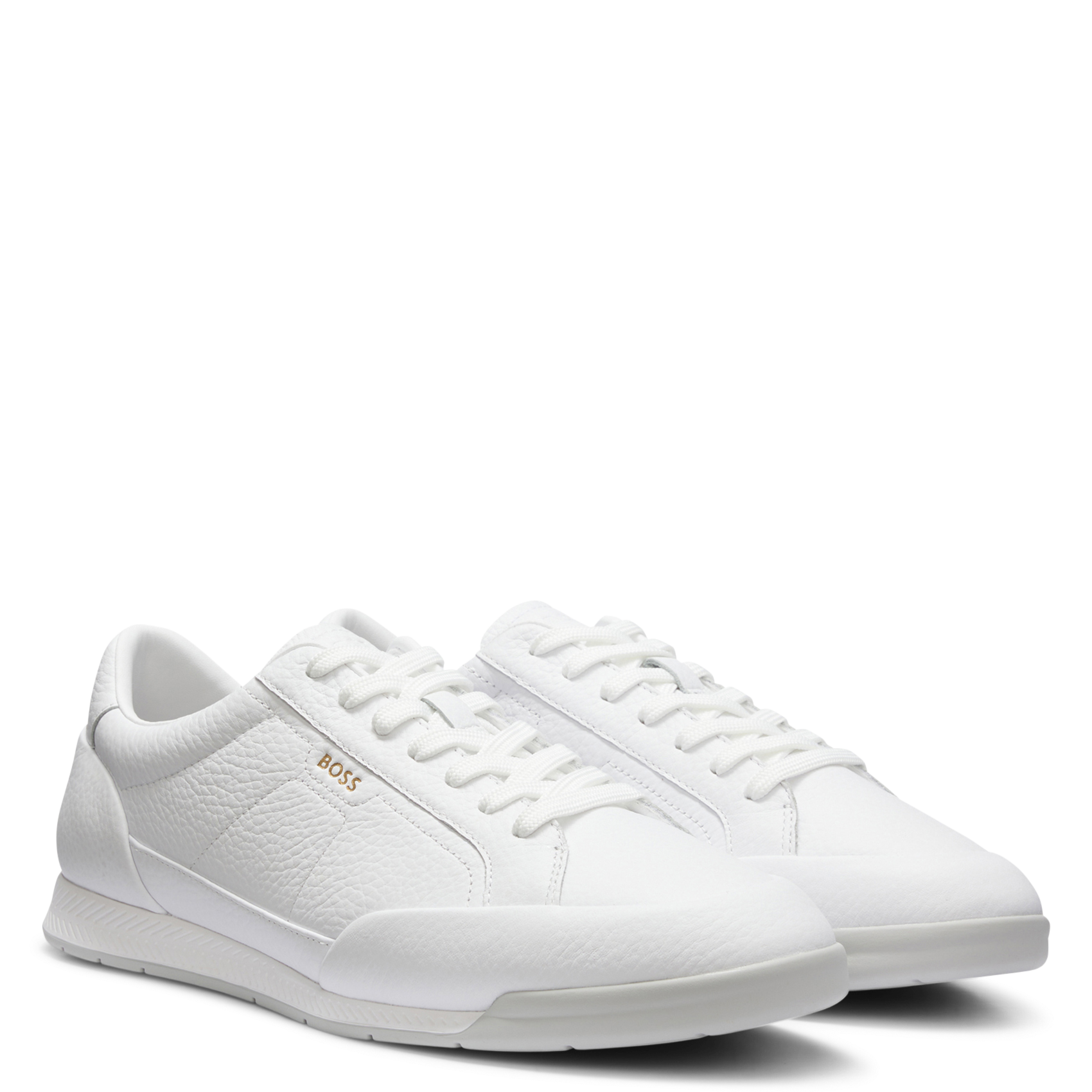 Leather low-top sneakers BOSS White