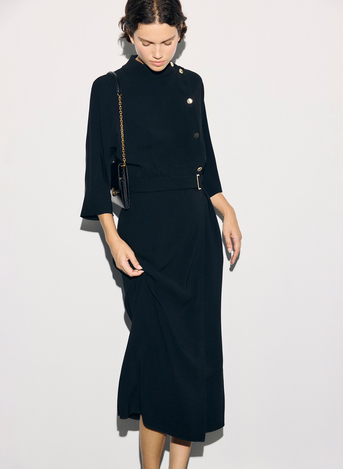 Robe midi ceinturée unie GERARD DAREL Noir